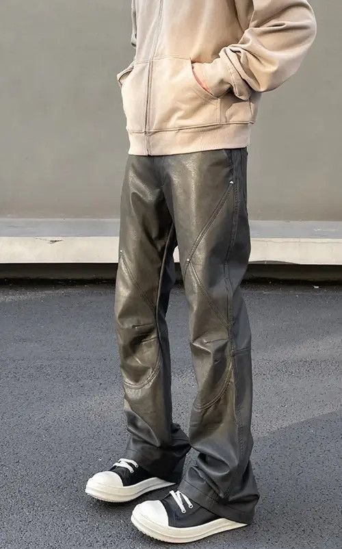 Japanese Brand Ishida x Yuri Straight Leg Stacked PU Leather a pant Size US 30 / EU 46 - 2 Thumbnail