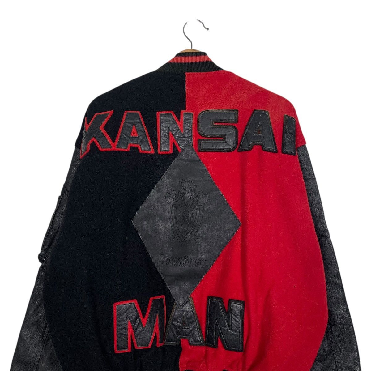 Kansai Yamamoto Vtg Kansai Man Yutaka Nishimura Leather Varsity Jacket Size US M / EU 48-50 / 2 - 2 Thumbnail