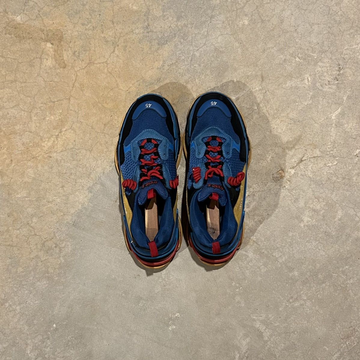 Balenciaga × Designer Balenciaga Triple S Sneaker Blue Orange Red US 12 Size US 12 / EU 45 - 11 Thumbnail