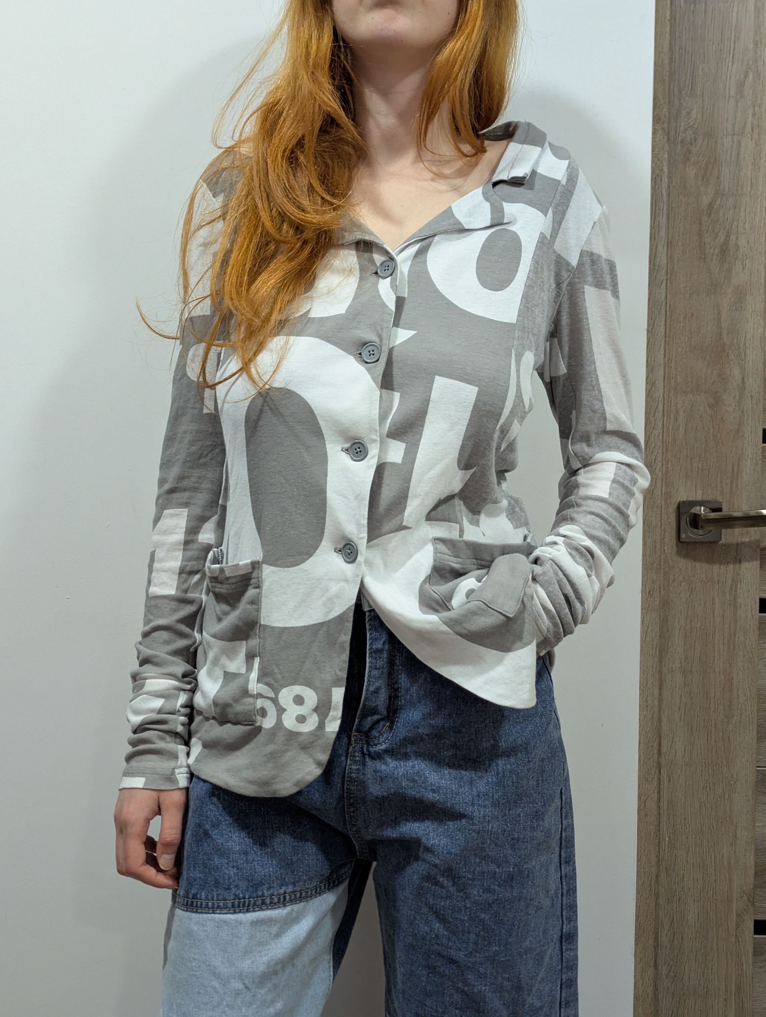 Rundholz Rundholz Gray white Number Print Cardigan Size S / US 4 / IT 40 - 1 Thumbnail