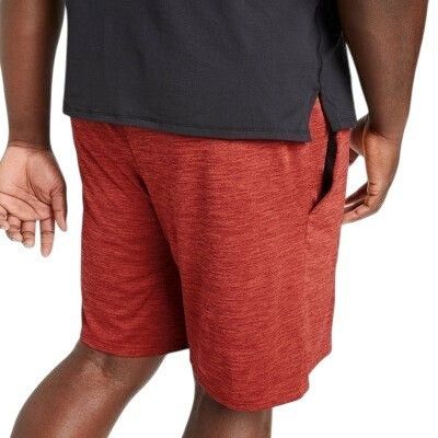 Other Mens Textured Red Athletic Shorts With Elastic Waistband & D Size ONE SIZE - 3 Thumbnail