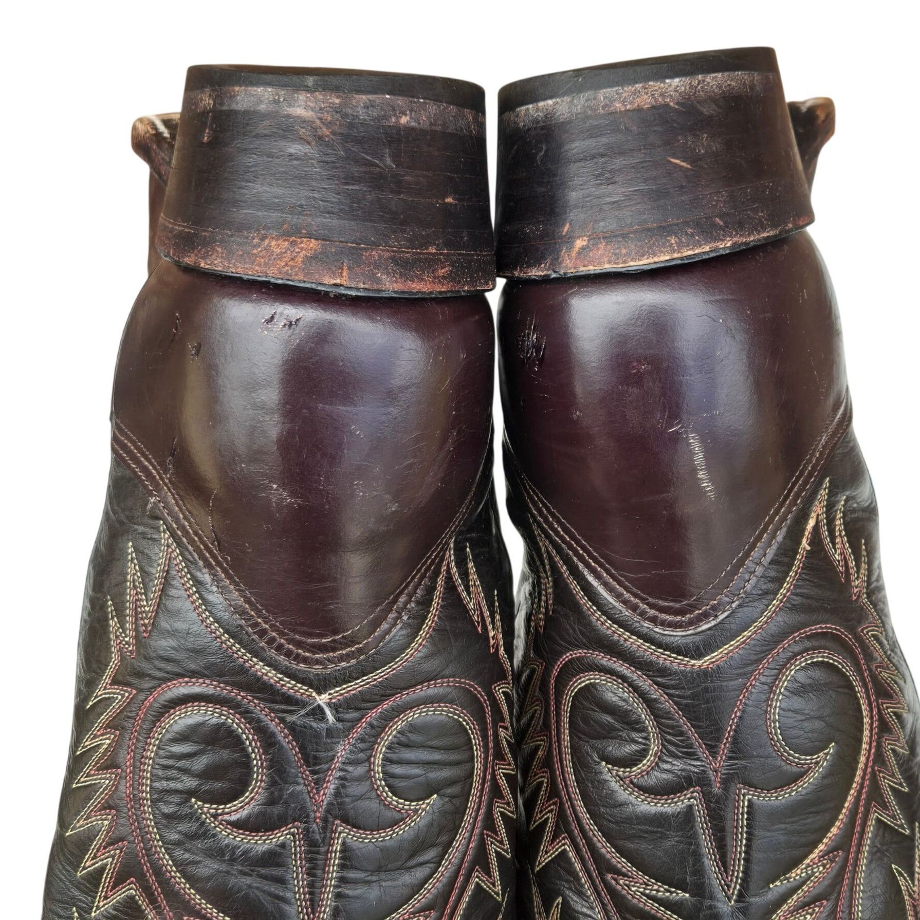 Nocona Vintage Nocona Cowboy Boots Two Tone Brown Leather Mens 11.5 Size US 11.5 / EU 44-45 - 6 Thumbnail