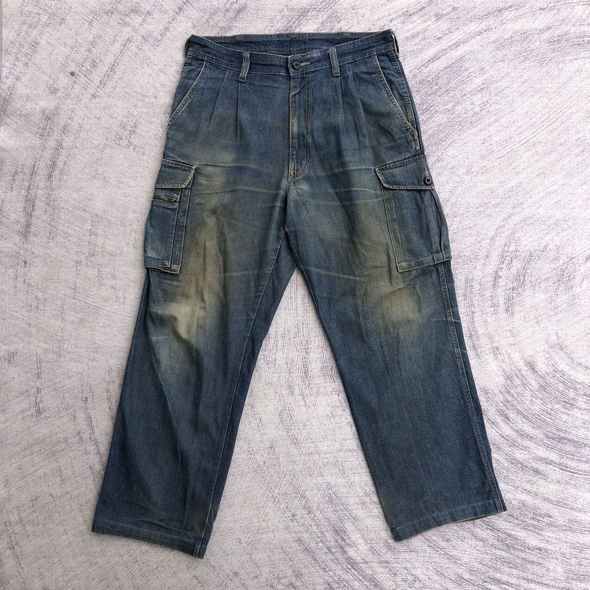 Jean Faded Cargo jeans Multipocket Tactical Pants Size US 34 / EU 50 - 1 Thumbnail