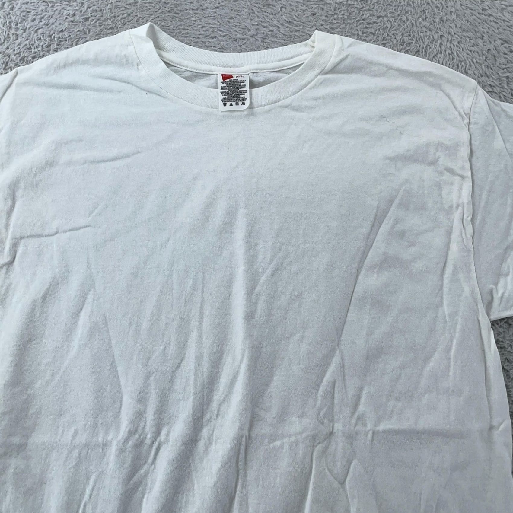 Hanes VINTAGE Hanes Blank White T-Shirt Mens S/M Crewneck Short Sleeve Plain Tee Basic Size US S / EU 44-46 / 1 - 2 Thumbnail