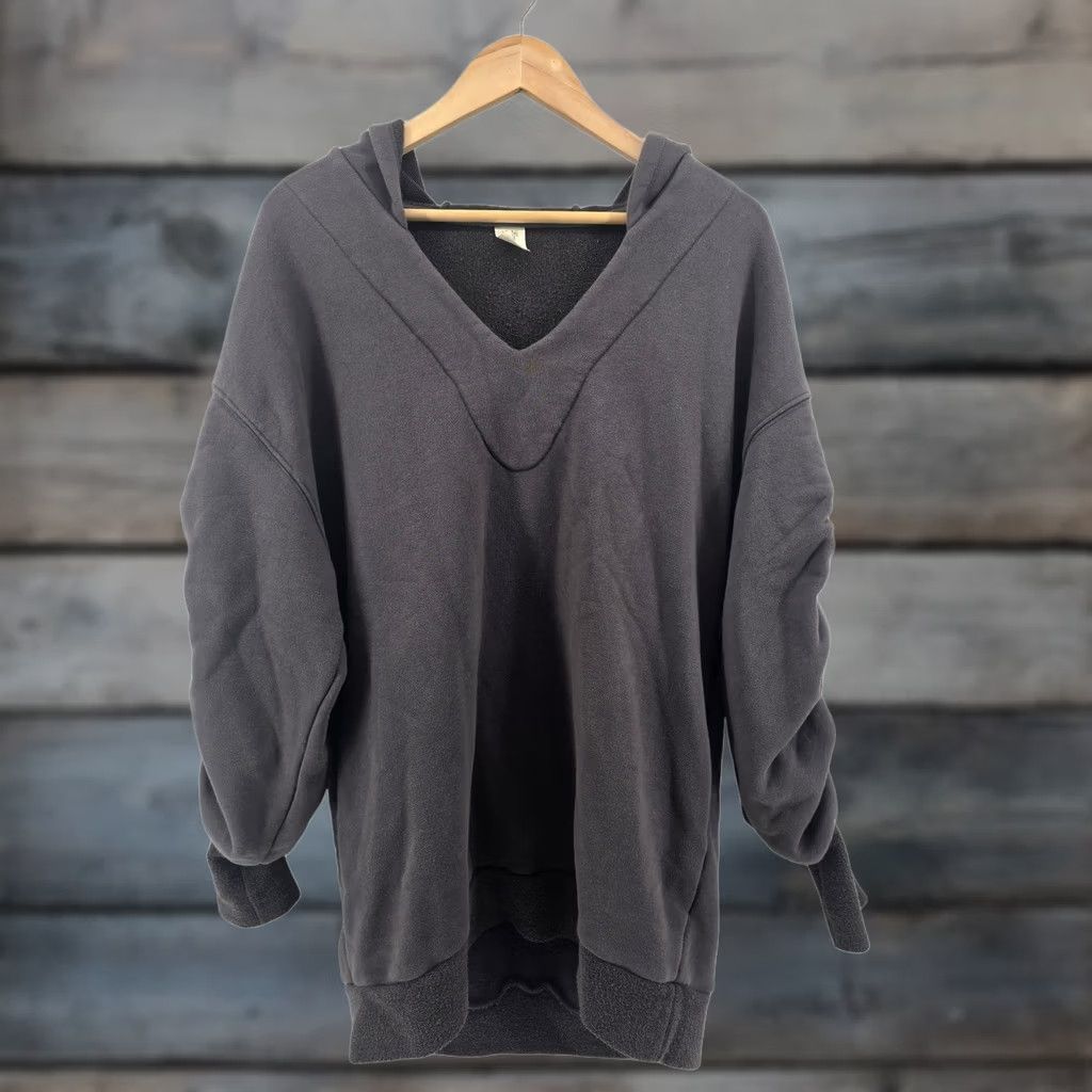 Free People We The Free Hoodie Womens XS Gray Ruched Sleeve Oversized Pullover Sweatshirt Size XS / US 0-2 / IT 36-38 - 1 Thumbnail