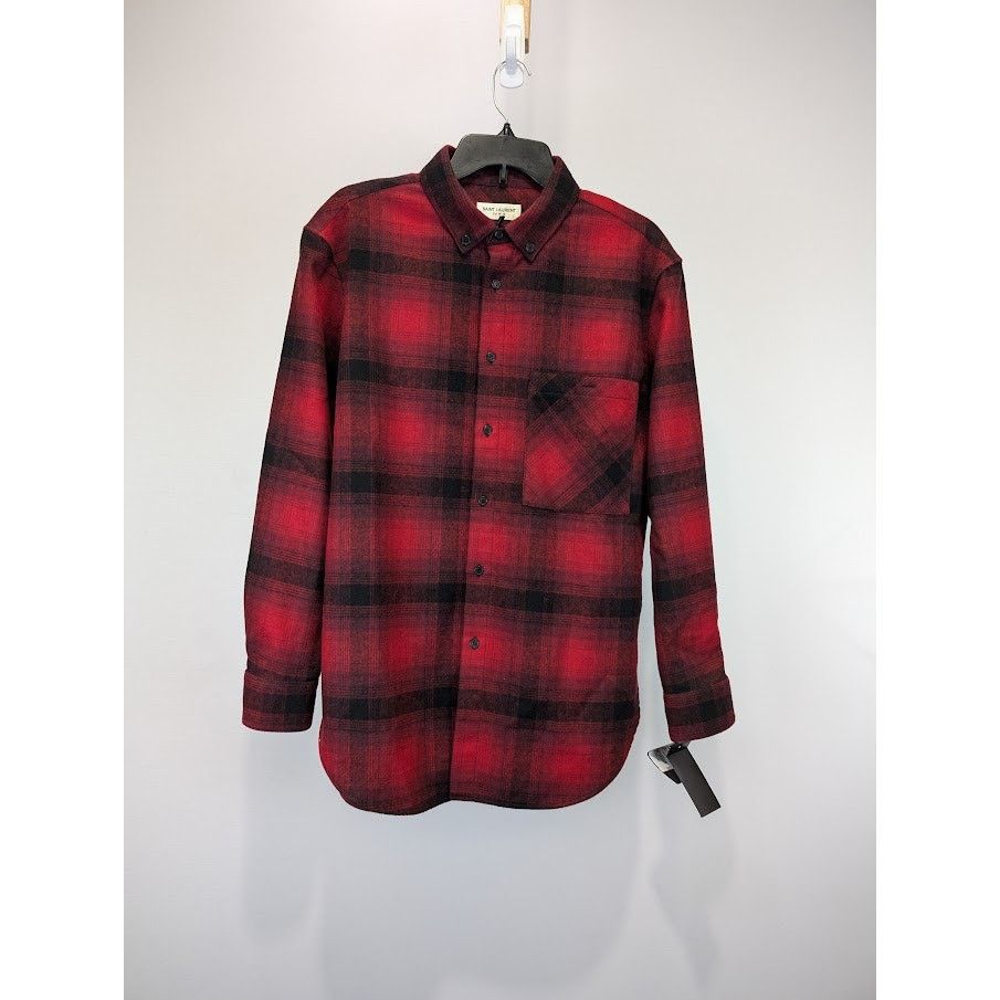 Saint Laurent Paris o1rshd1 Checked Button Up Shirt in Red/Black Size US M / EU 48-50 / 2 - 1 Thumbnail