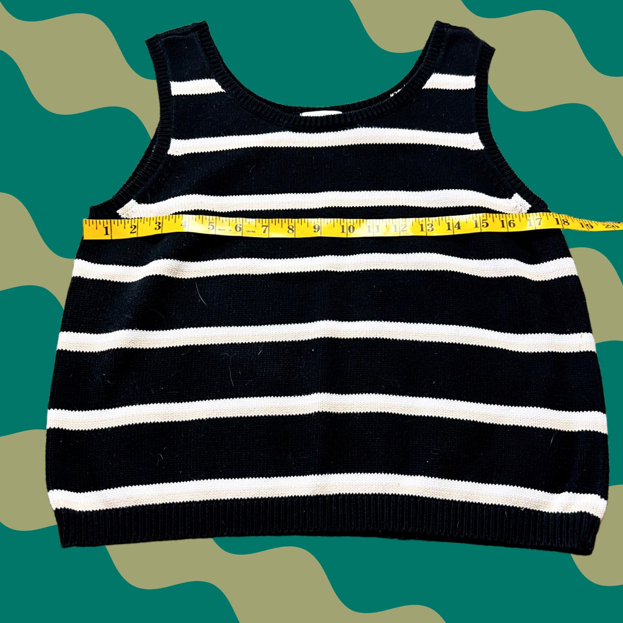 Vintage VINTAGE Jeanne Pierre Black Striped 100% Cotton Neutral Tank Top L Women Tank Top 90s Womens Size L / US 10 / IT 46 - 1 Thumbnail
