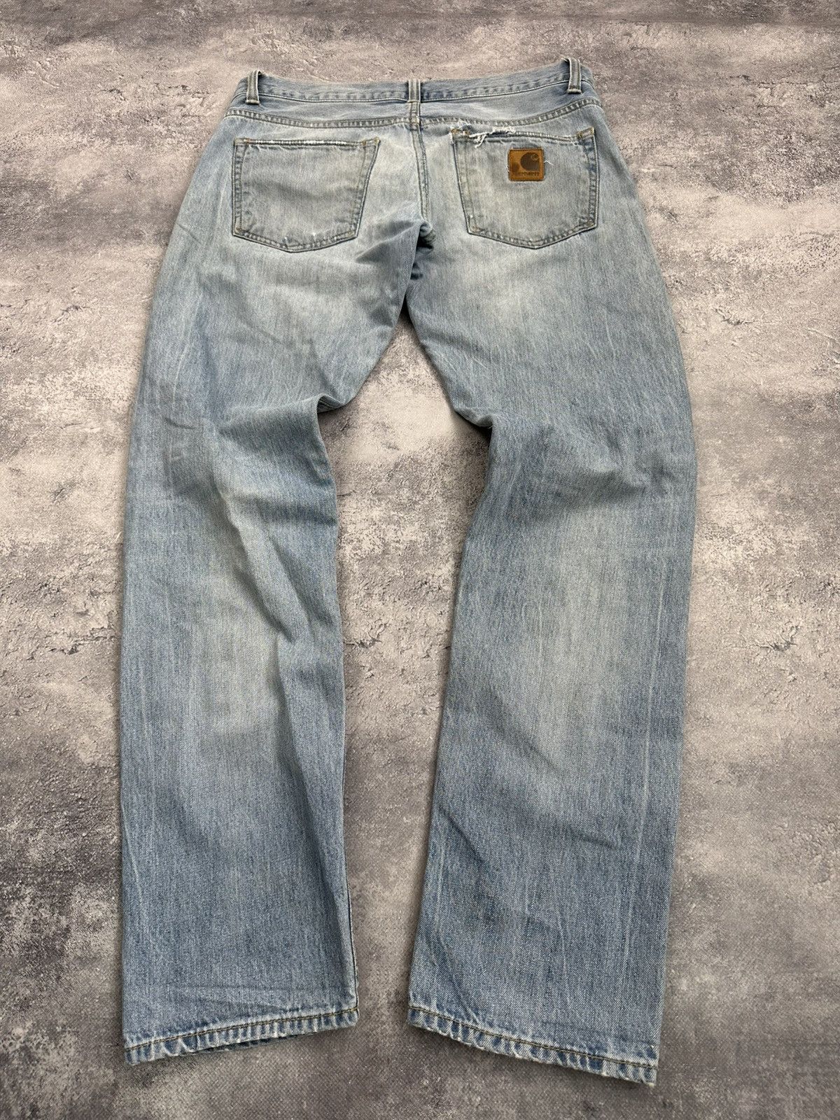 Carhartt Vintage Carhartt Thrashed Blue Crazy Faded Denim Jeans Y2K Size US 32 / EU 48 - 17 Thumbnail