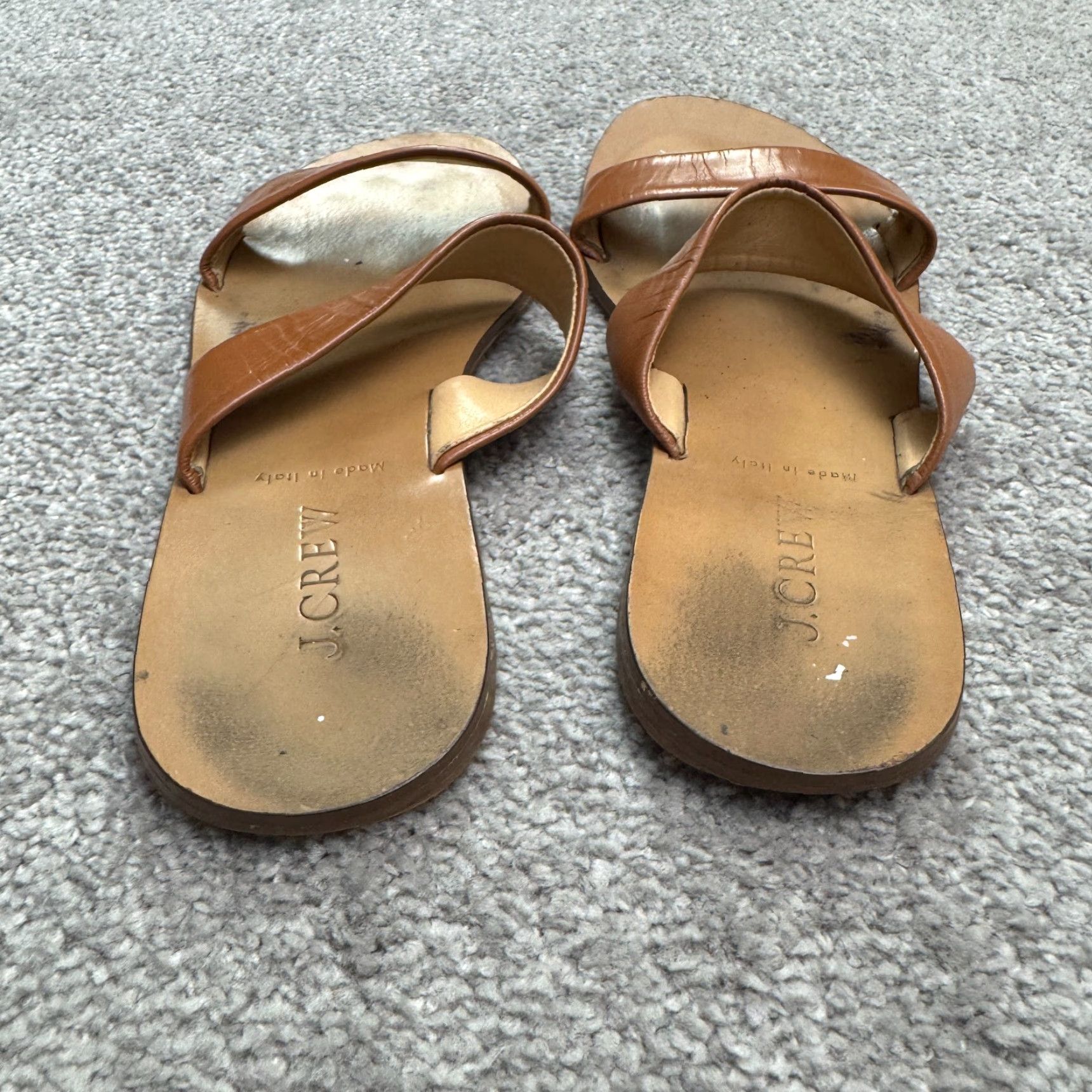 J.Crew VINTAGE J.Crew Leather Sandal Women 8 Slip-On Strappy Flat Casual Boho Minimalist Size US 8 / IT 38 - 4 Thumbnail