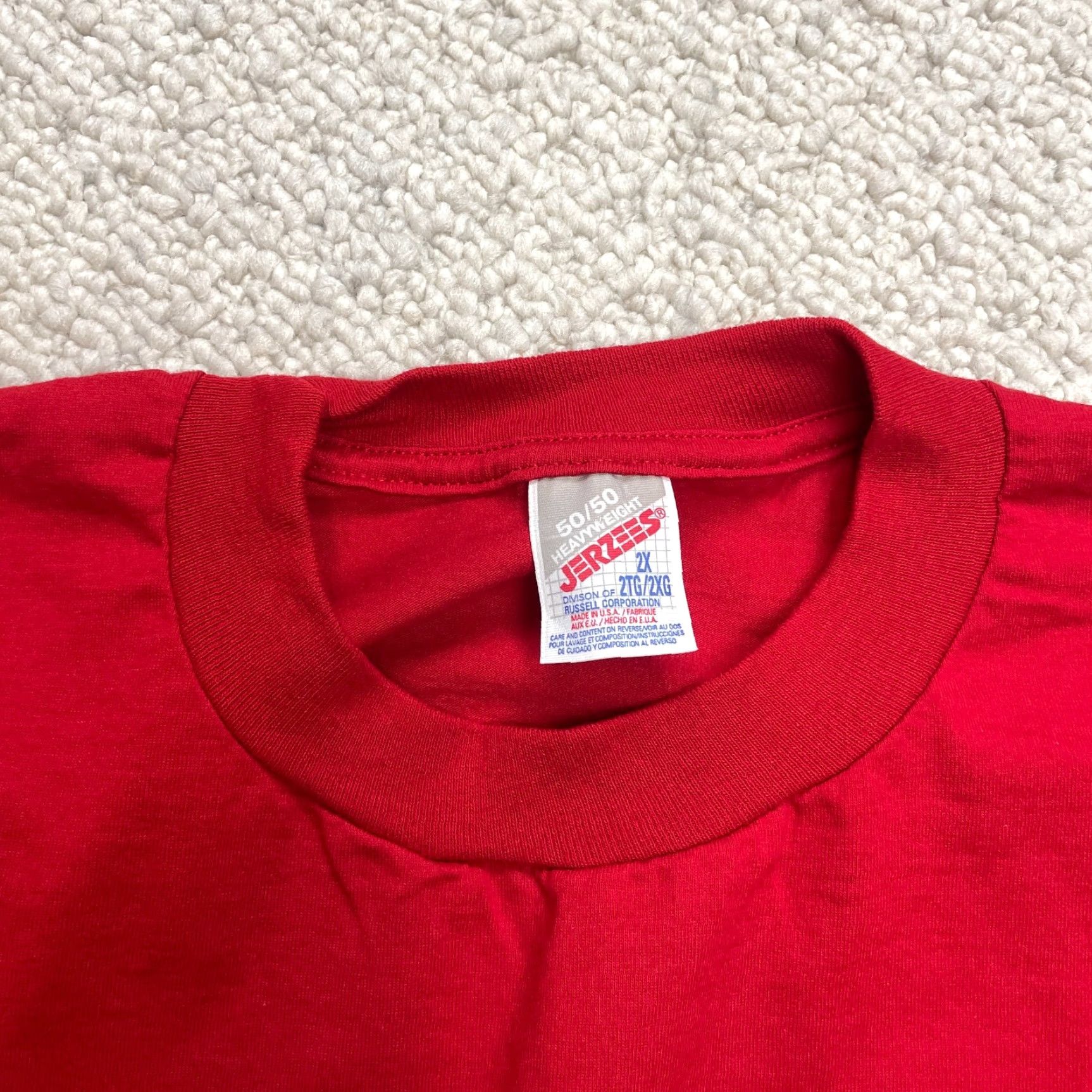 Jerzees Jerzees 50/50 Heavyweight Shirt Adult 2XL Red Solid Pocket Tee Top Size US XXL / EU 58 / 5 - 3 Thumbnail