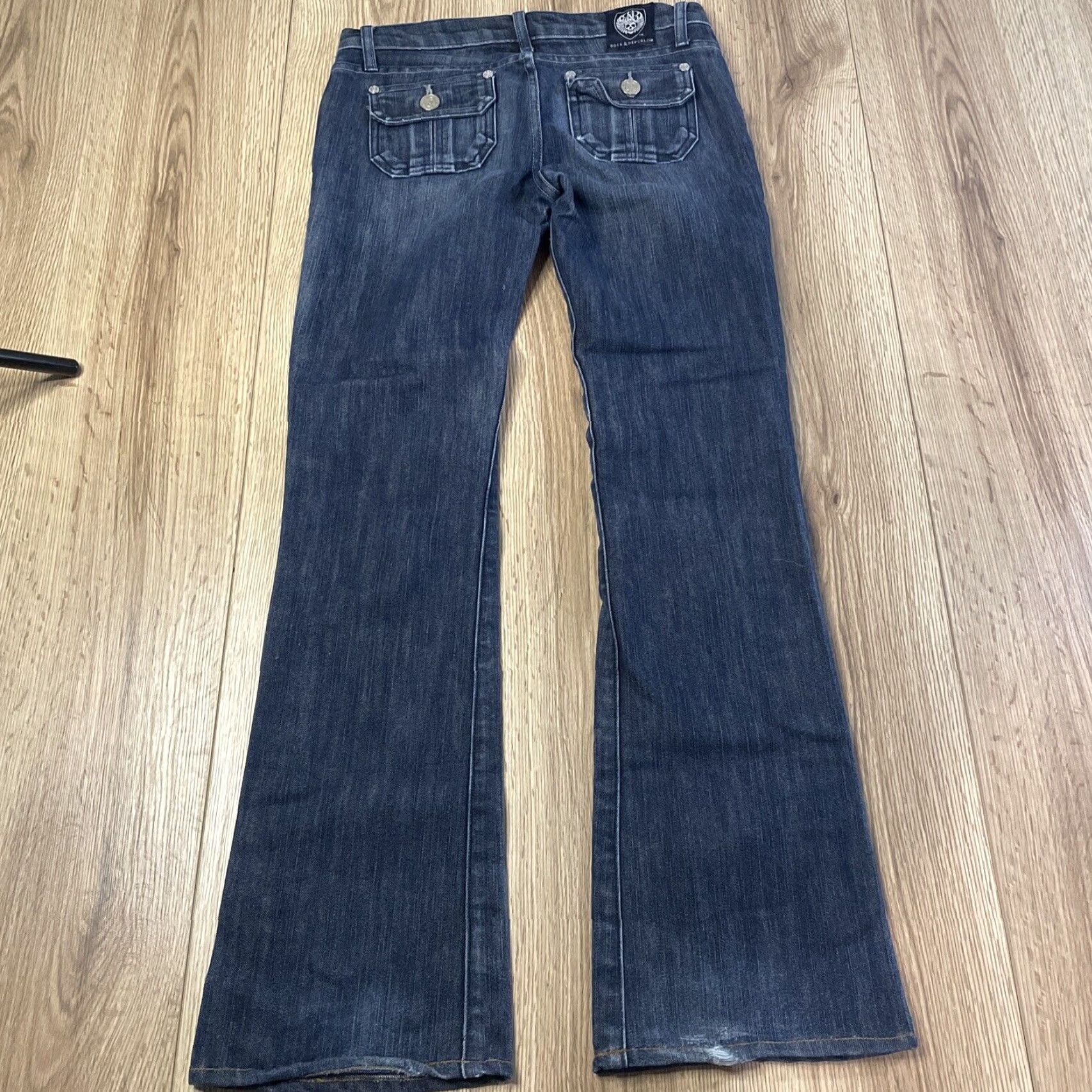 Vintage VINTAGE Rock & Republic Women's Jeans Flare Size 26 Blue Cotton Low Rise 90s Womens Size 31" - 4 Thumbnail