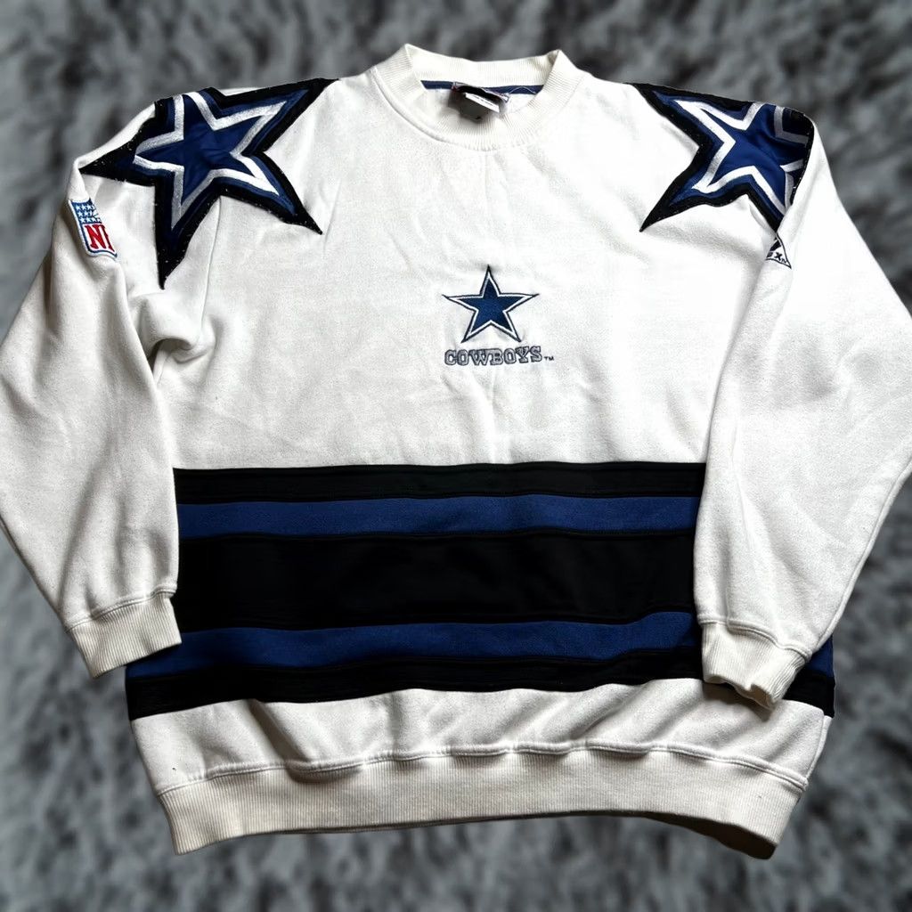 NFL VINTAGE Dallas Cowboys Sweatshirt Mens M White Blue Stars NFL Apex One Crewneck 90s Size US M / EU 48-50 / 2 - 1 Thumbnail