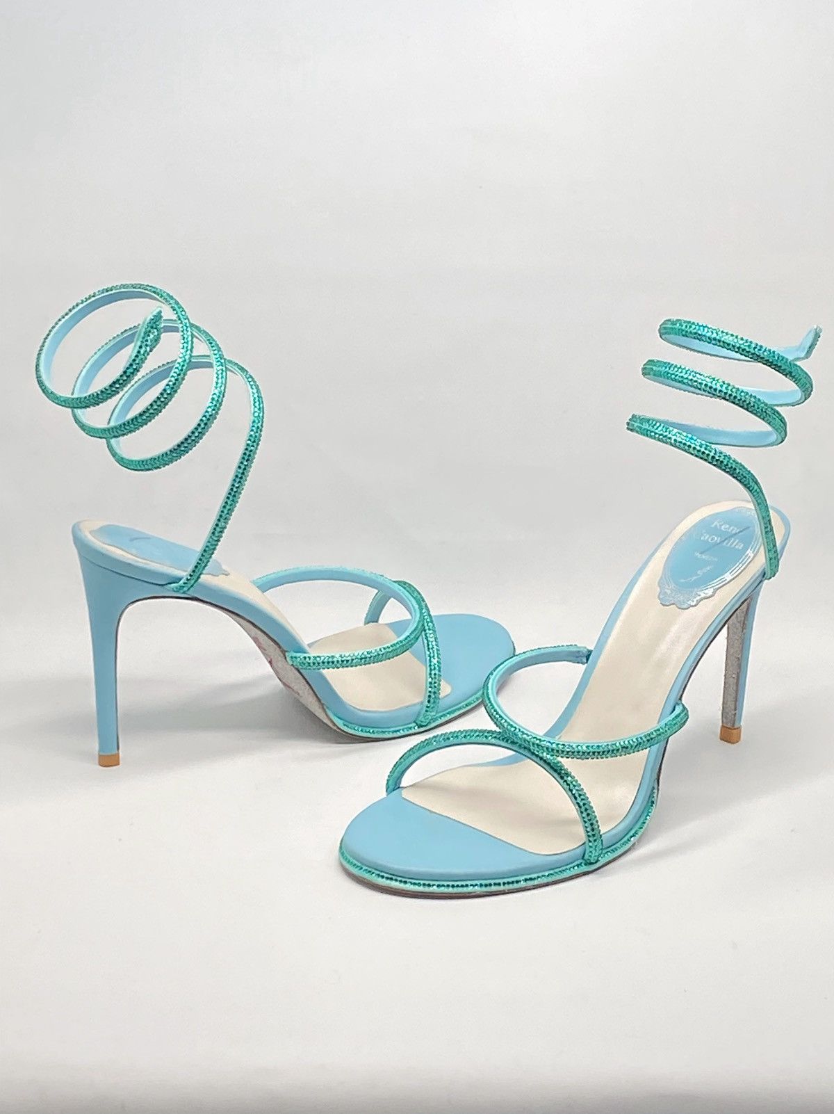 Rene Caovilla Rene Caovilla Blue Cleo Sandal With Crystals 105 size 40 Size US 10 / IT 40 - 8 Thumbnail