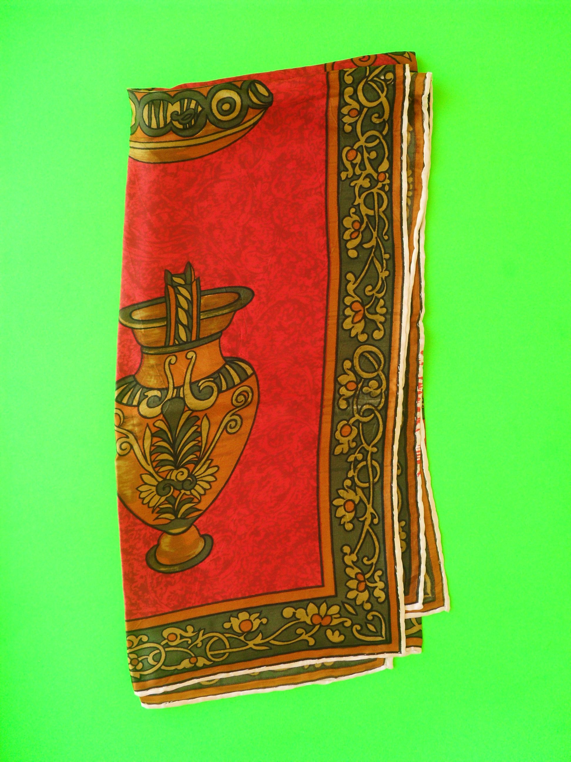 Other Vintage square silk travel scarf with an 'Antique' theme. Size ONE SIZE - 3 Thumbnail