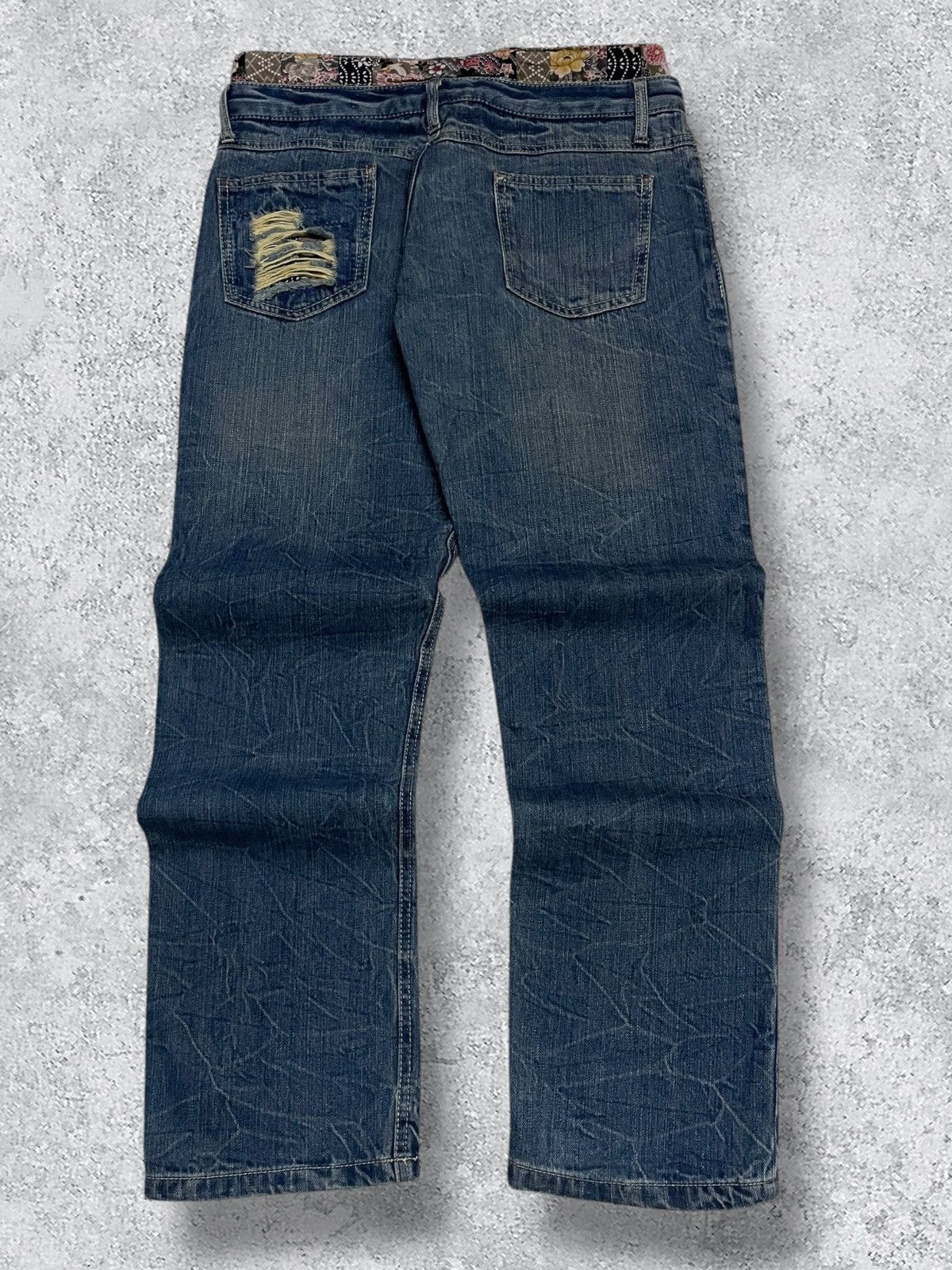 Japanese Brand Vintage Japan Designer 90’s Karakuri Trash Distressed Denim Size US 31 - 7 Thumbnail