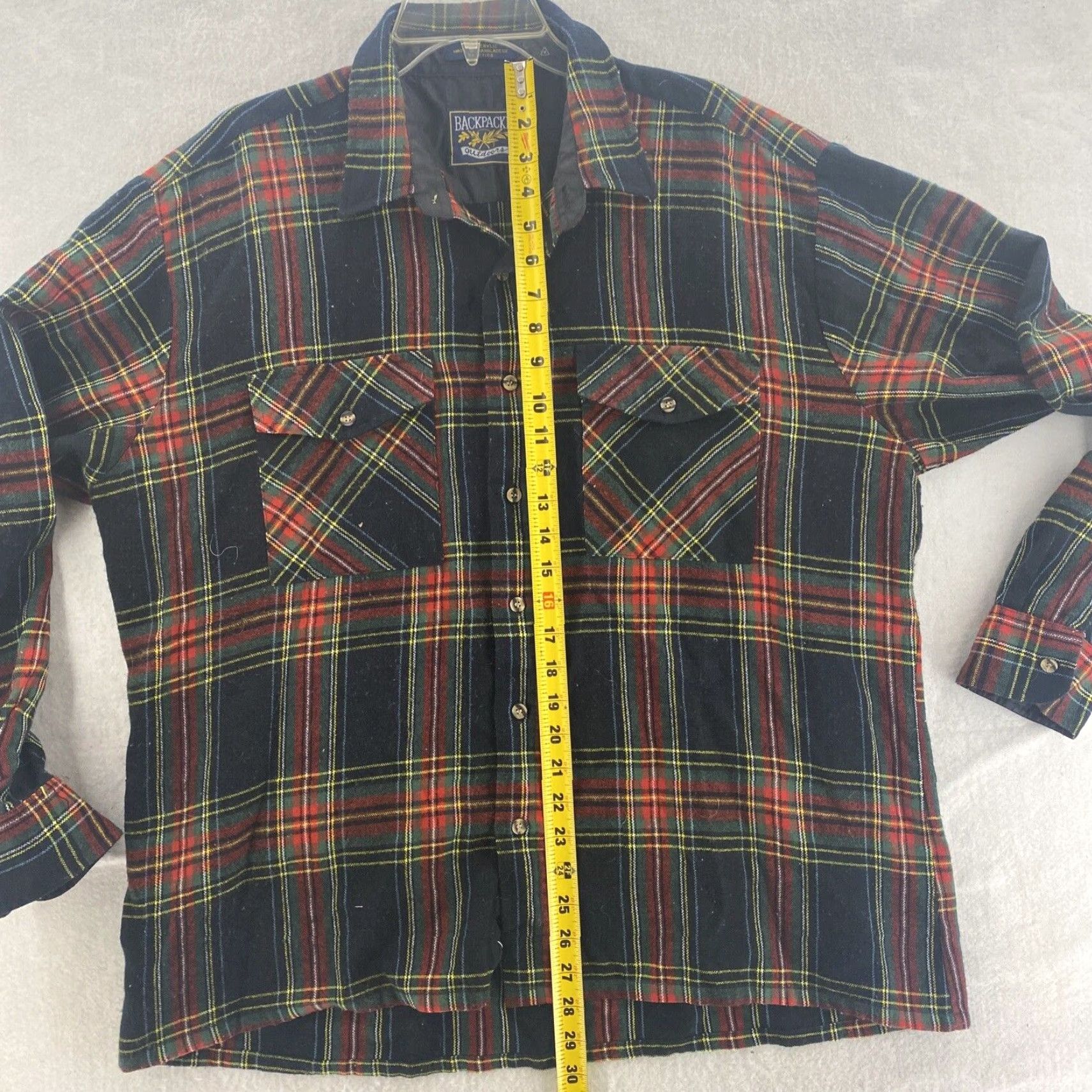 X-LARGE Back Packer Sportswear Shirt Adult XL Multicolor Plaid Flannel Button-Up Cotton Long Sleeve Outdoor Unisex Adults Size US XL / EU 56 / 4 - 3 Thumbnail