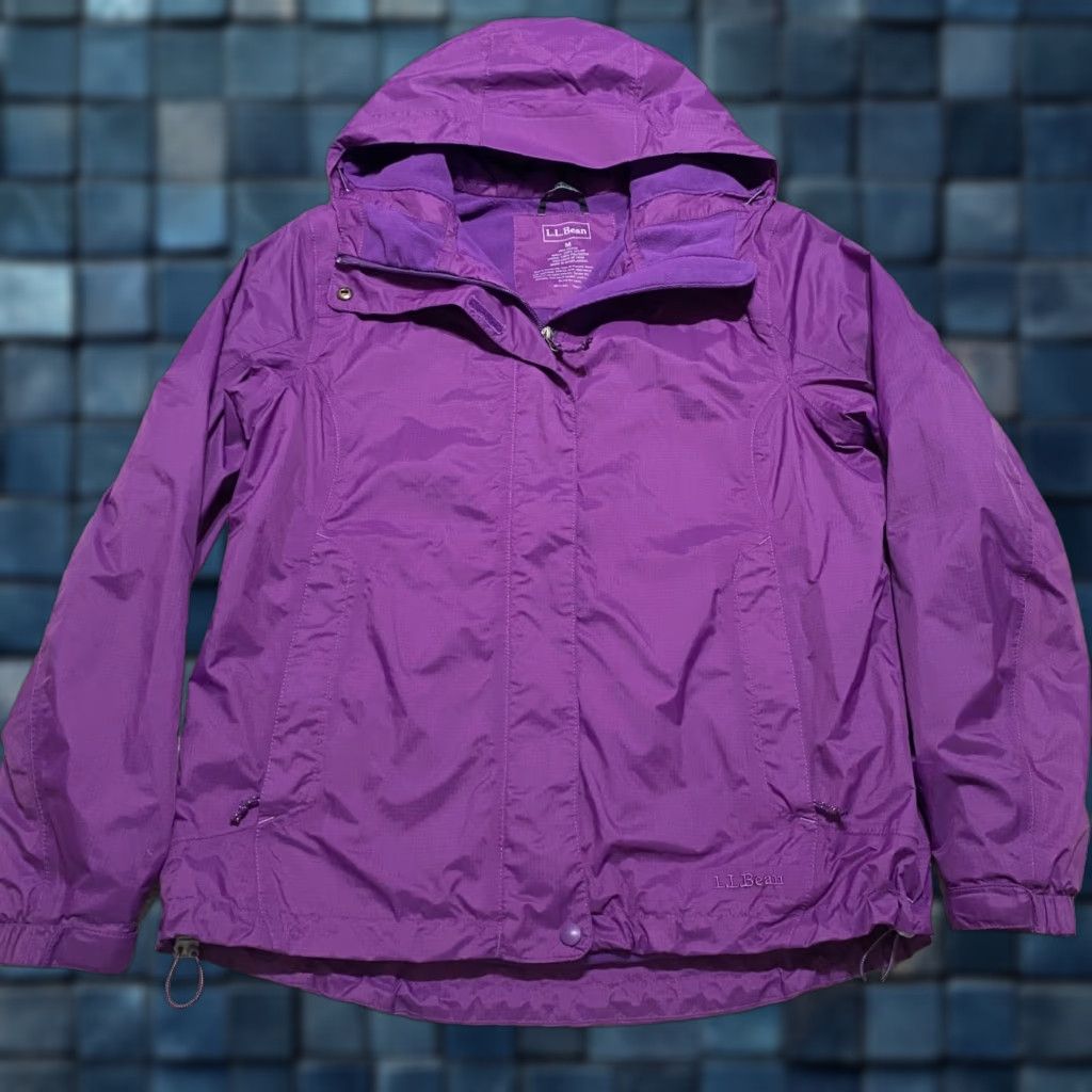 Vintage L.L. Bean Womens Jacket Medium Hooded Fleece Lined Nylon Full Zip Purple Outdoor Shirt Size M / US 6-8 / IT 42-44 - 1 Thumbnail