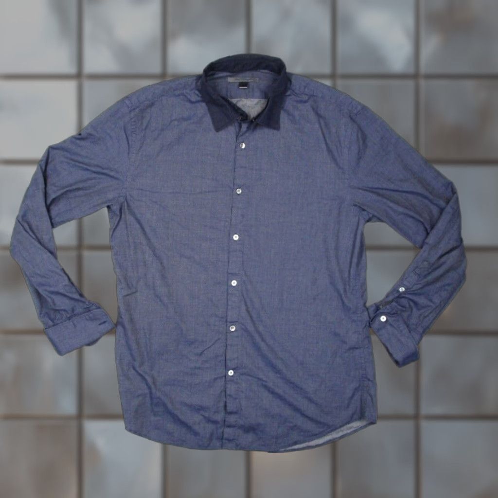 John Varvatos John Varvatos Shirt Mens Large Blue Button Up Long Sleeve Workwear French Cuffs Size US L / EU 52-54 / 3 - 1 Thumbnail