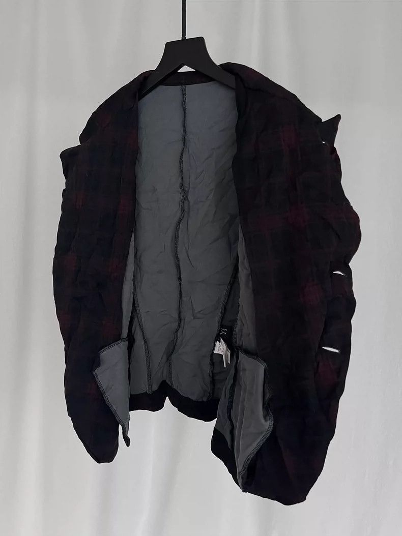 Yohji Yamamoto Plaid Felt Curved Placket Fit Cut Jacket 25