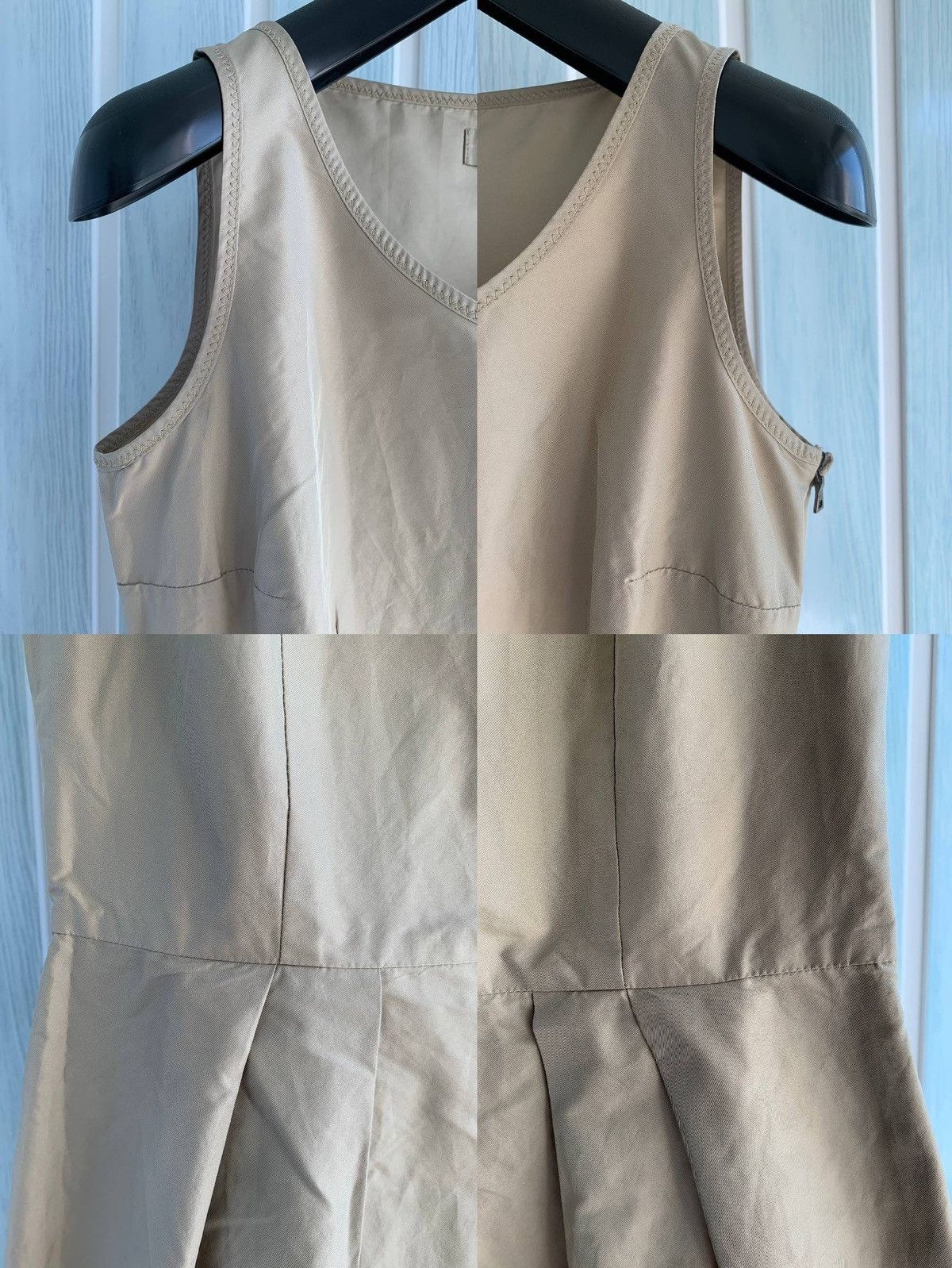 Prada Prada Beige Polyester Zip Pleated Sleeveless Fit Flare Dress Size S / US 4 / IT 40 - 18 Thumbnail