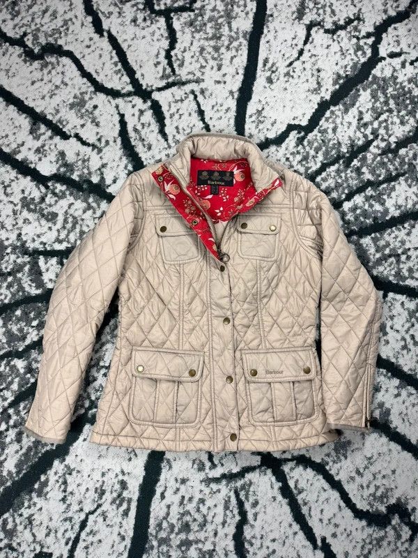 Barbour quilted jacket cream beige logo 40