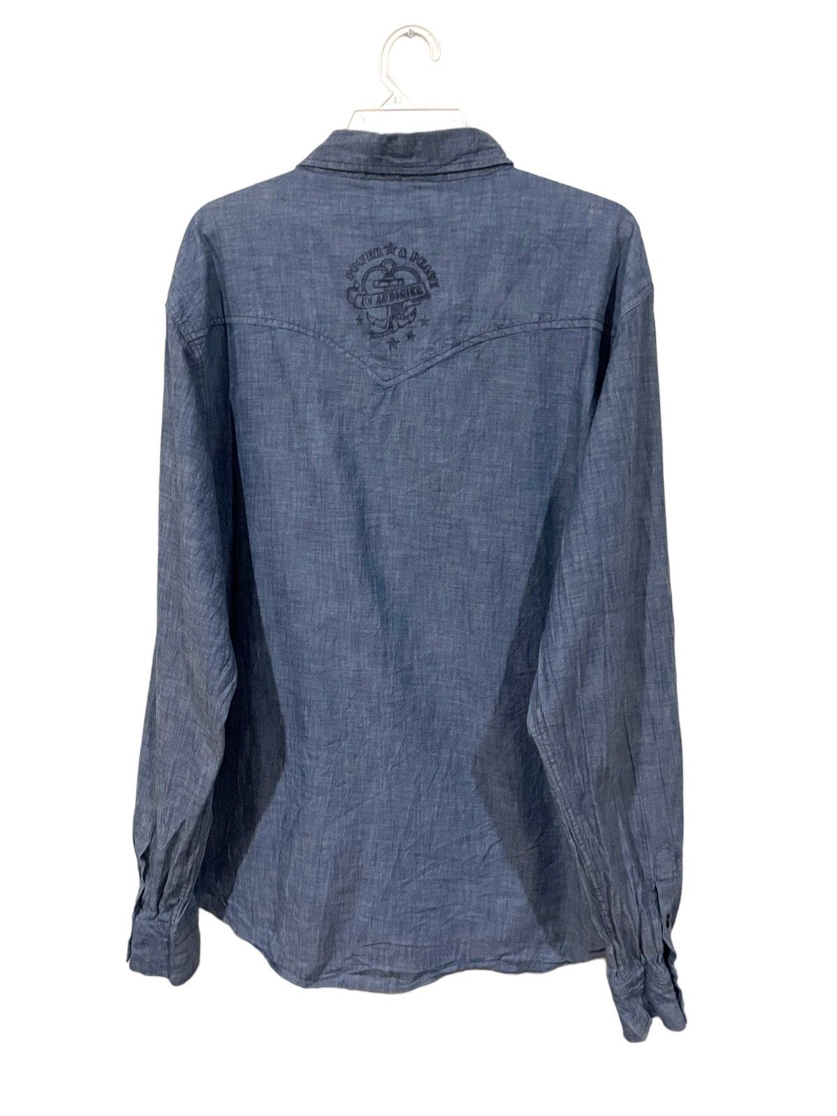Christian Audigier × Designer Christian Audigier USN Inspired Stencil Chambray Shirts Size US XXL / EU 58 / 5 - 5 Thumbnail