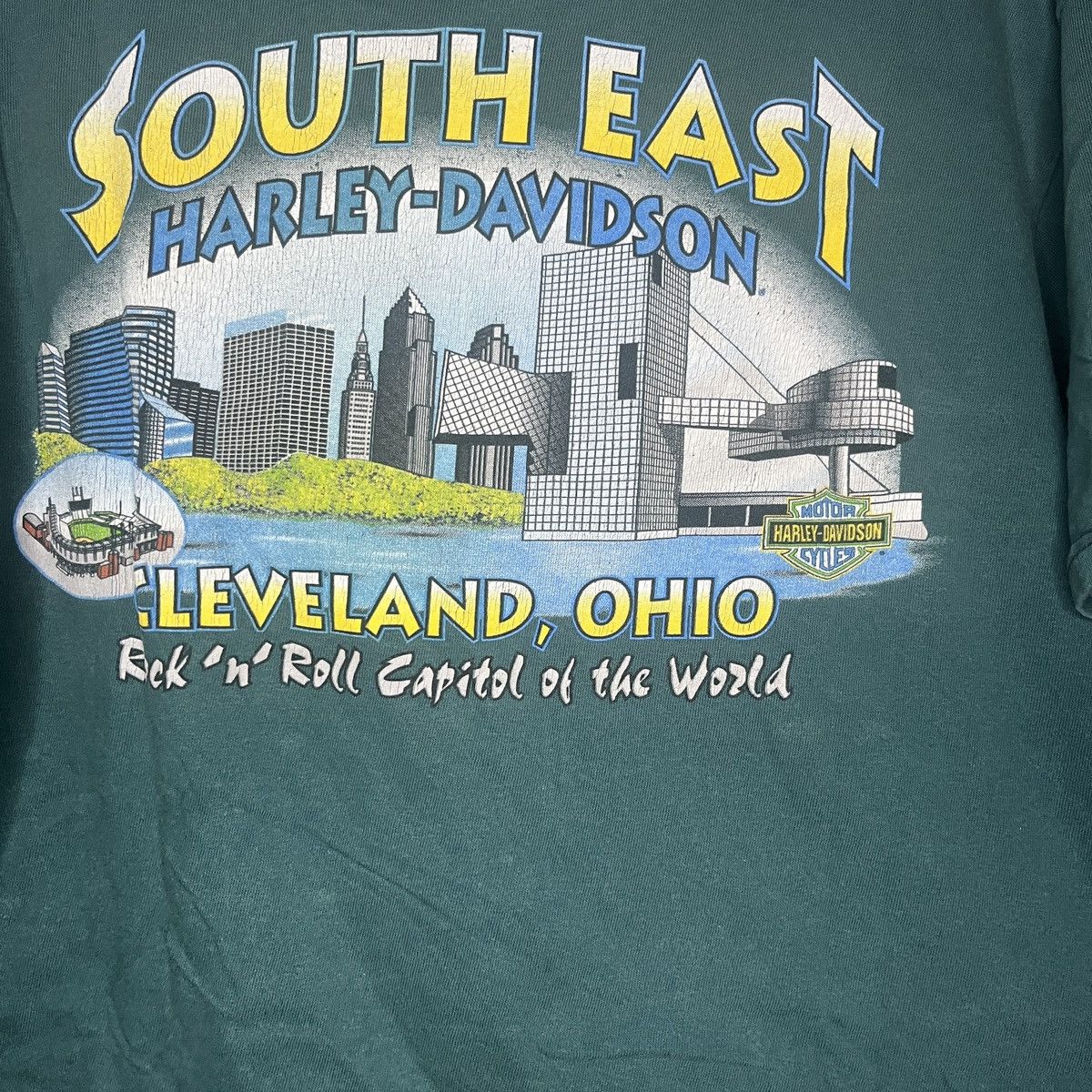 Harley Davidson Vintage Cleveland Ohio Rock N Roll T Shirt Large Teal Size US L / EU 52-54 / 3 - 6 Thumbnail