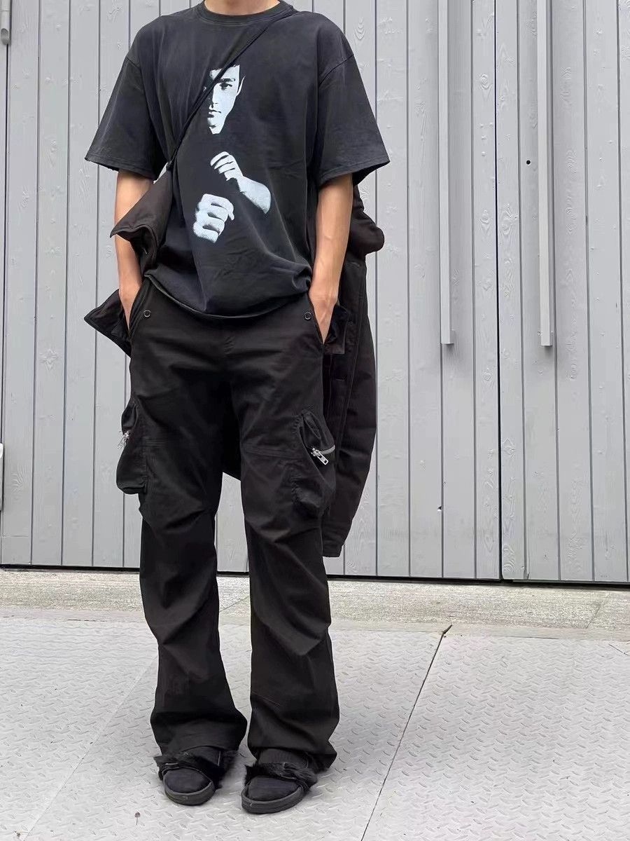 military zipper punk flared utility cargo pants