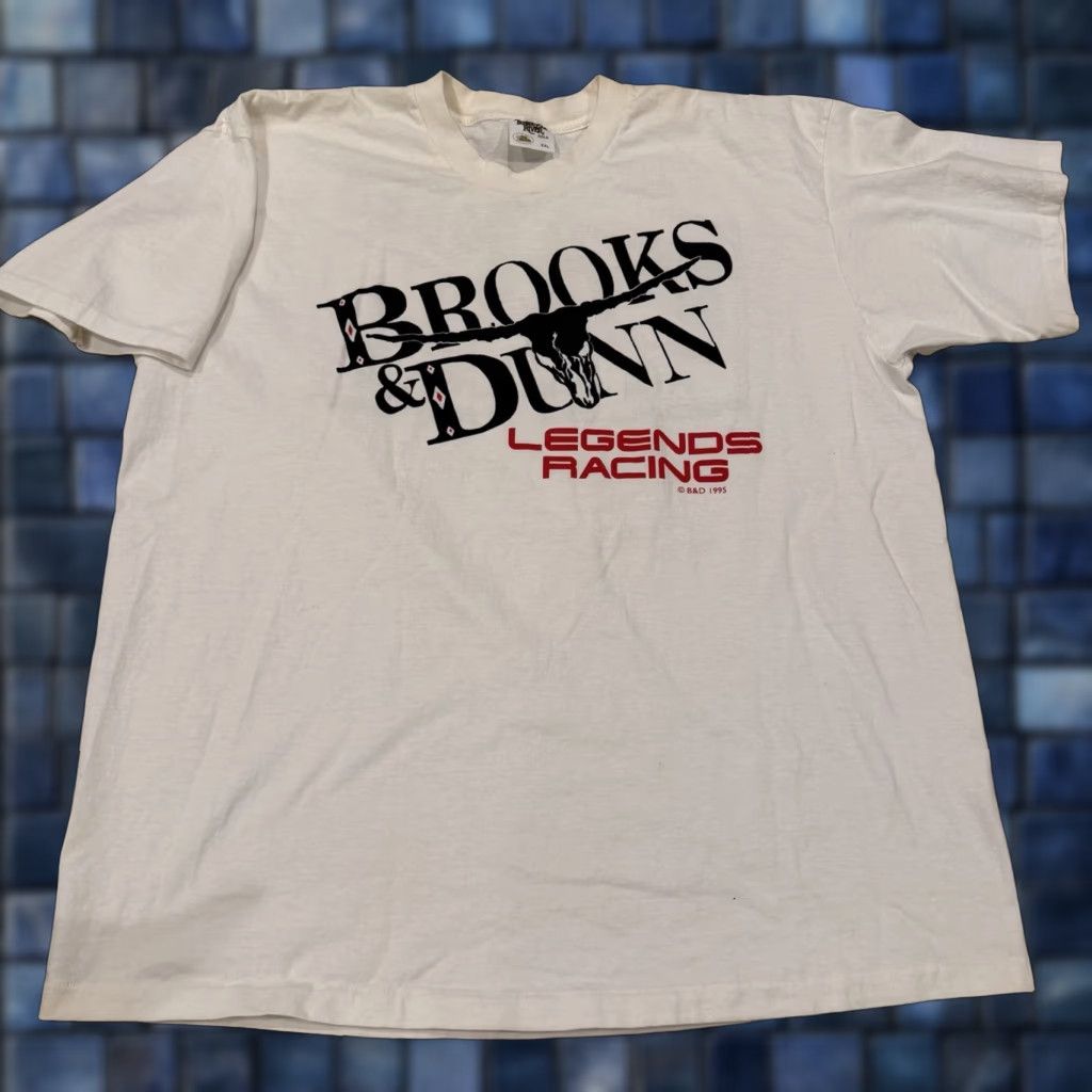 Brooks VINTAGE Brooks & Dunn Shirt 2XL White Cotton Rockabilly 1990s Rare Mens Size US XXL / EU 58 / 5 - 1 Thumbnail