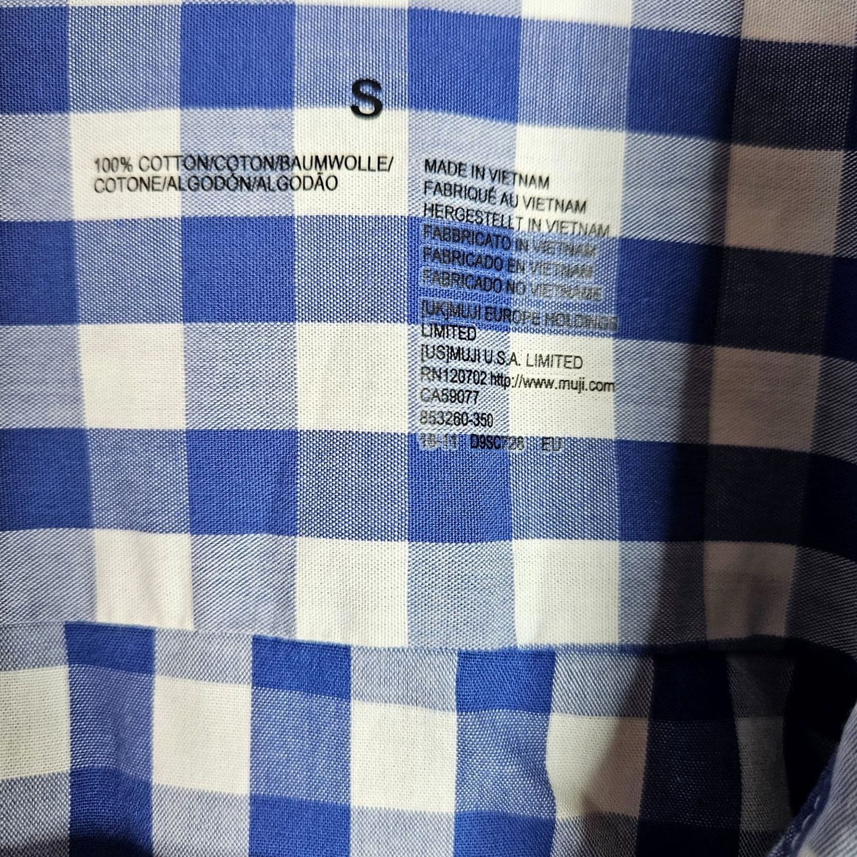Muji MUJI Button-Up Blue White Check Plaid Short Sleeve Minimal Casual Shirt S Mens Cotton Button-Down Size US S / EU 44-46 / 1 - 3 Thumbnail