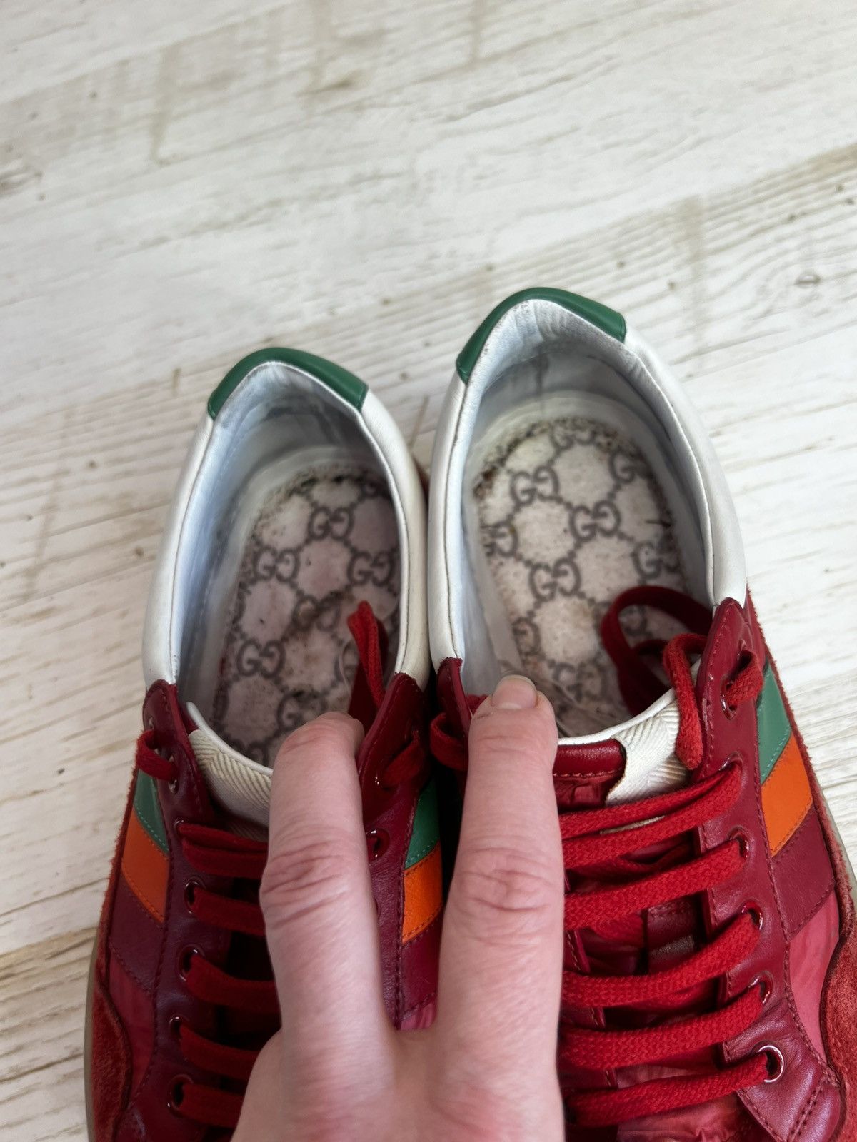 Gucci Gucci Red Suede Nylon Sneakers 494761 Size 38.5 / US 8.5 Size US 8.5 / IT 38.5 - 11 Thumbnail