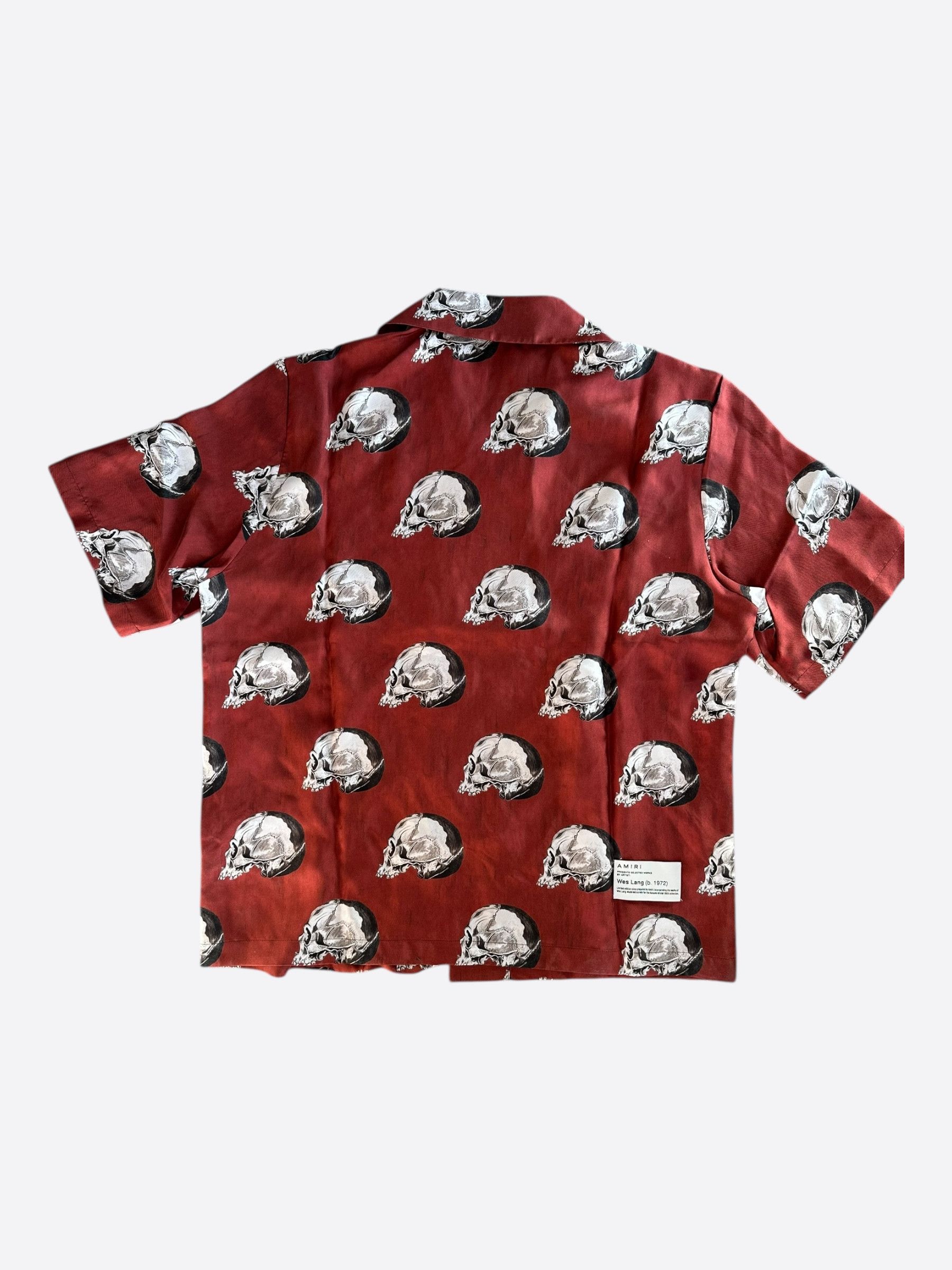 Amiri Amiri Red Skulls Silk Button Up Shirt Size US S / EU 44-46 / 1 - 2 Thumbnail