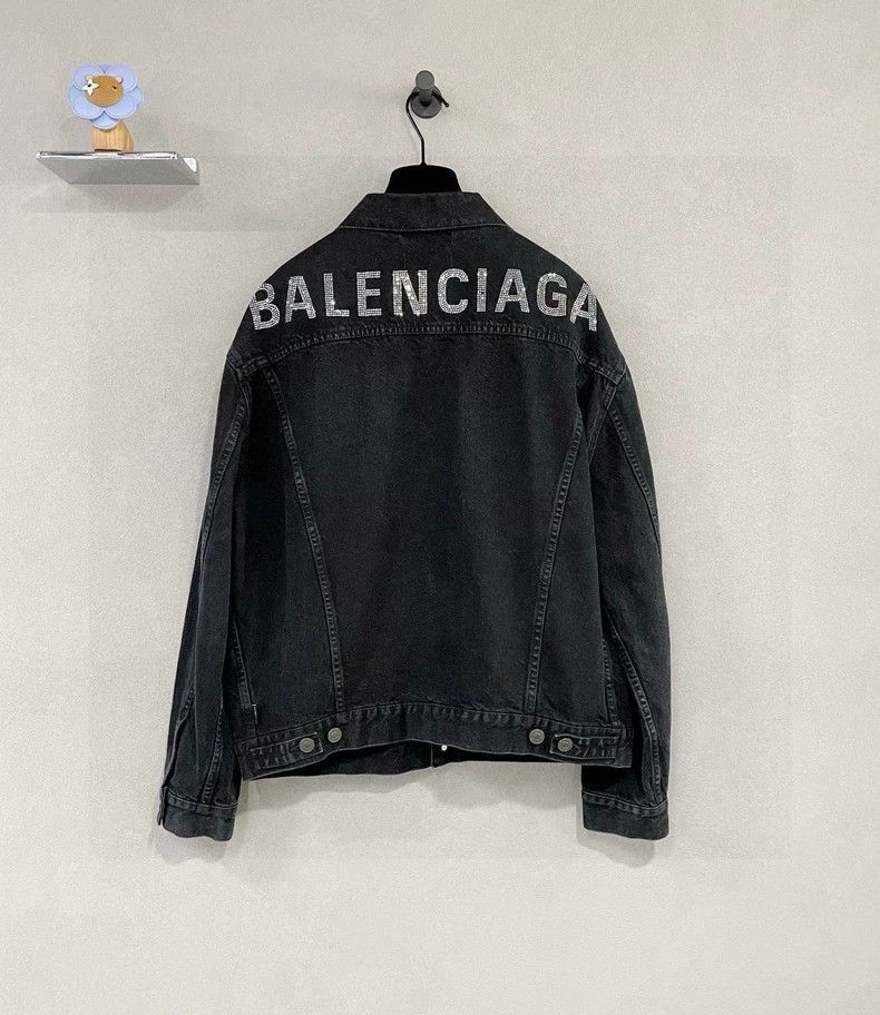 Balenciaga Balenciaga size 34 Black Diamond Studs Denim Jacket Size S / US 4 / IT 40 - 2 Thumbnail