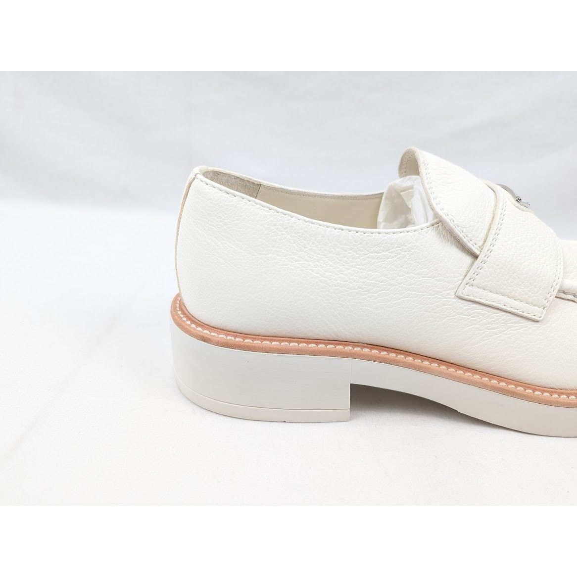 Prada o1rshd1 50mm triangle-logo leather loafers in white Size US 11 / EU 44 - 4 Thumbnail