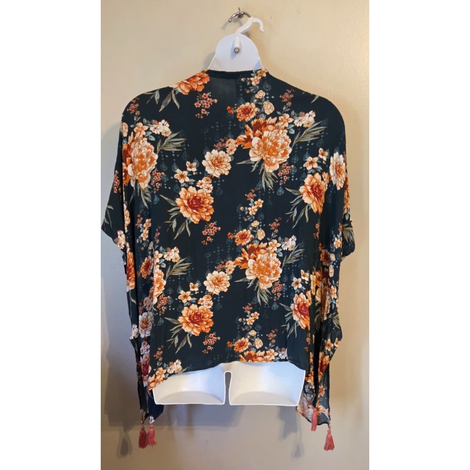 Vintage Knox Rose Floral Open Front Cardigan Duster Jacket Tassels Hippie Boho XL 2X Size XL / US 12-14 / IT 48-50 - 3 Thumbnail
