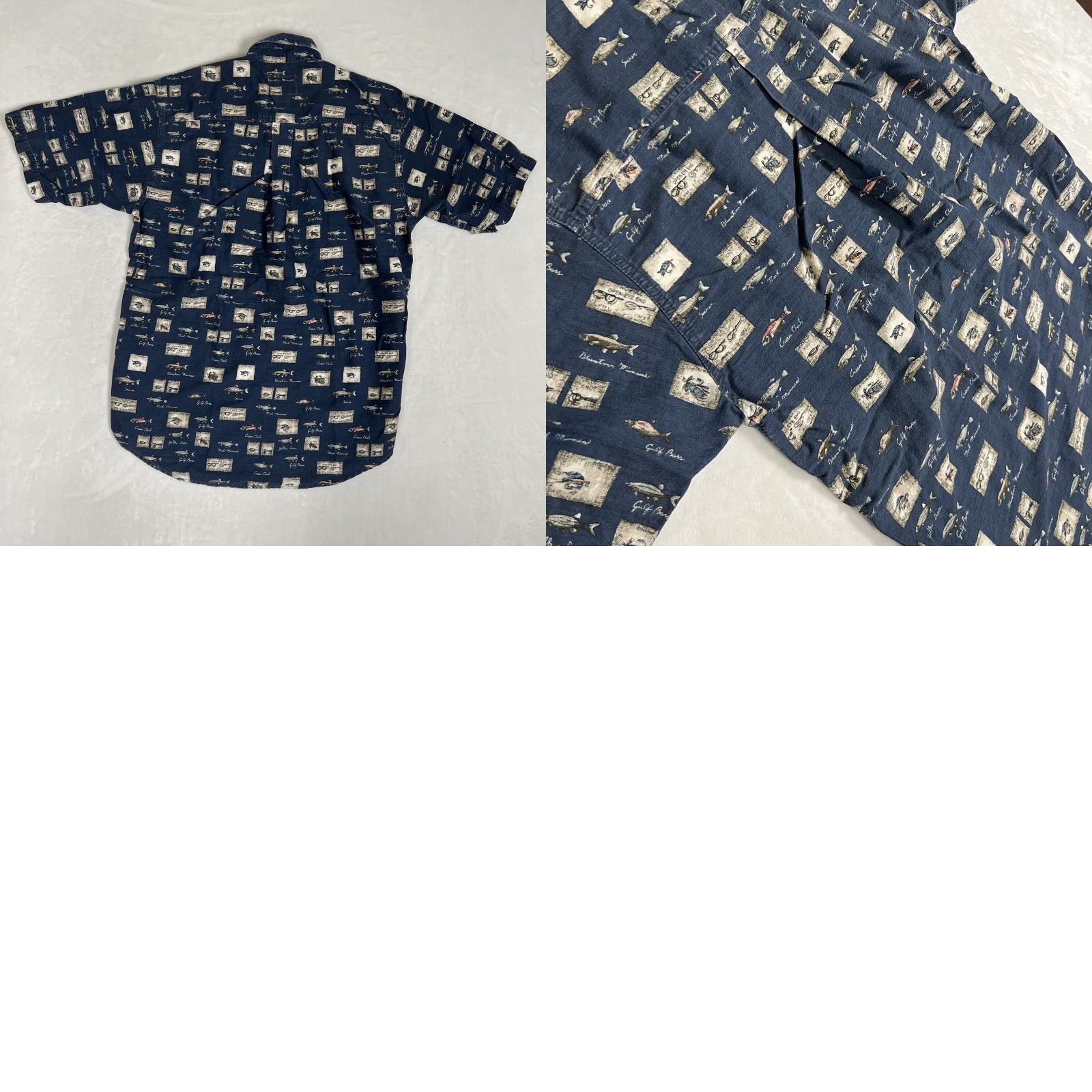 Vintage VINTAGE Woolrich Shirt Button-Up Short Sleeve Fish All Over Print Size L Blue Cotton Knit Pattern 90s Animals Outdoor Mens Size US L / EU 52-54 / 3 - 8 Thumbnail