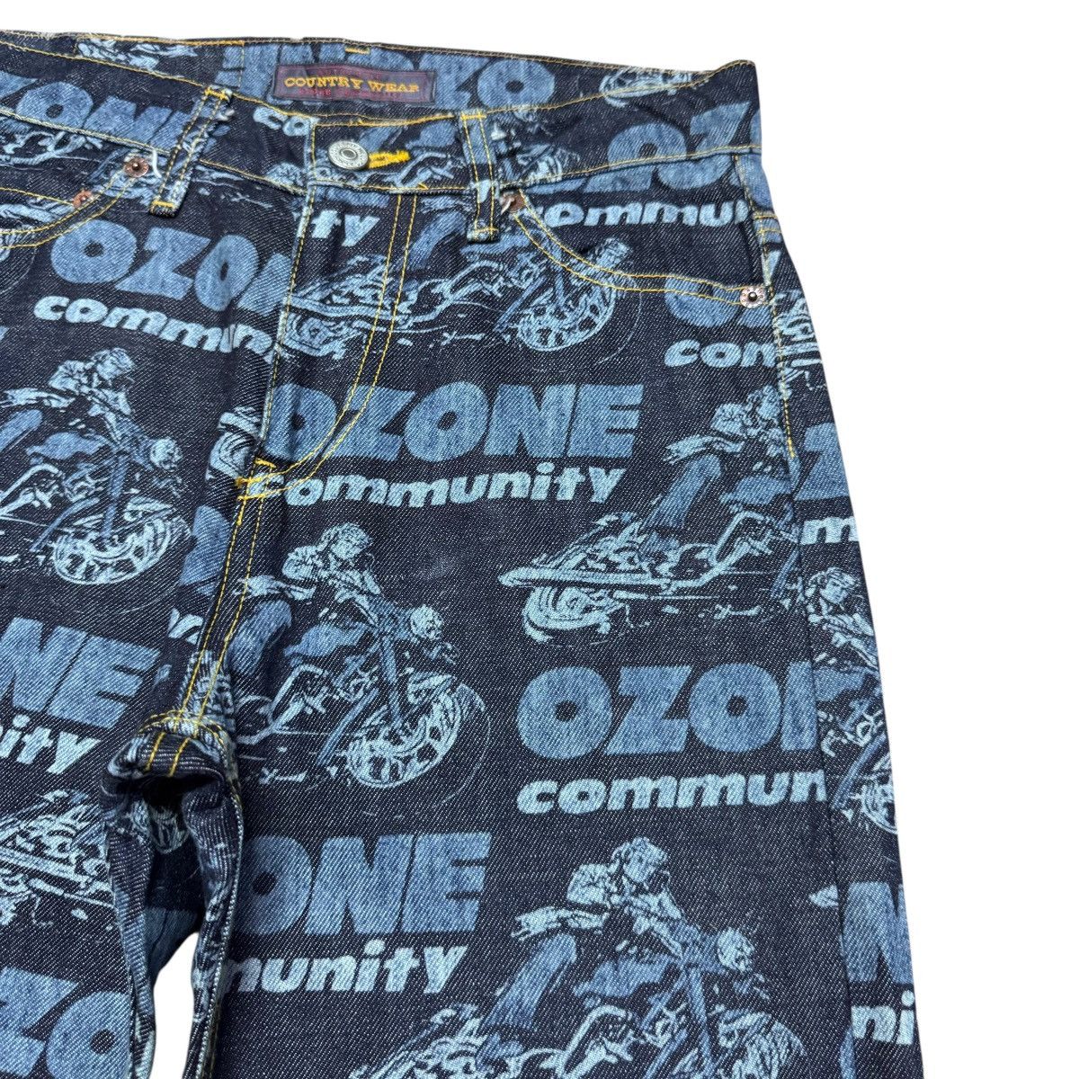 Hysteric Glamour OZONE COMMUNITY Motorcycle Print Denim Flare Jeans Size US 28 / EU 44 - 5 Thumbnail