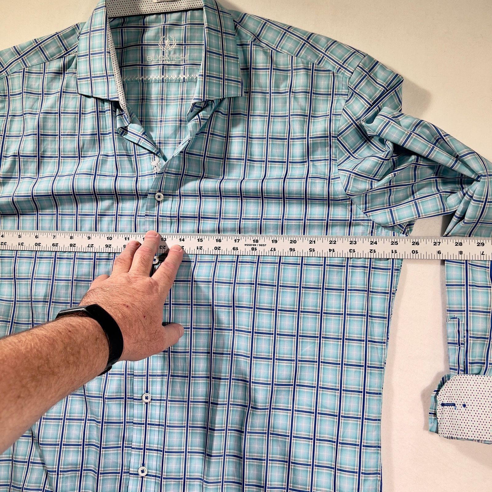 BUGATCHI Bugatchi Uomo Button Shirt XXL ** Shaped Fit ** Flex Cuffs Size US XXL / EU 58 / 5 - 8 Thumbnail
