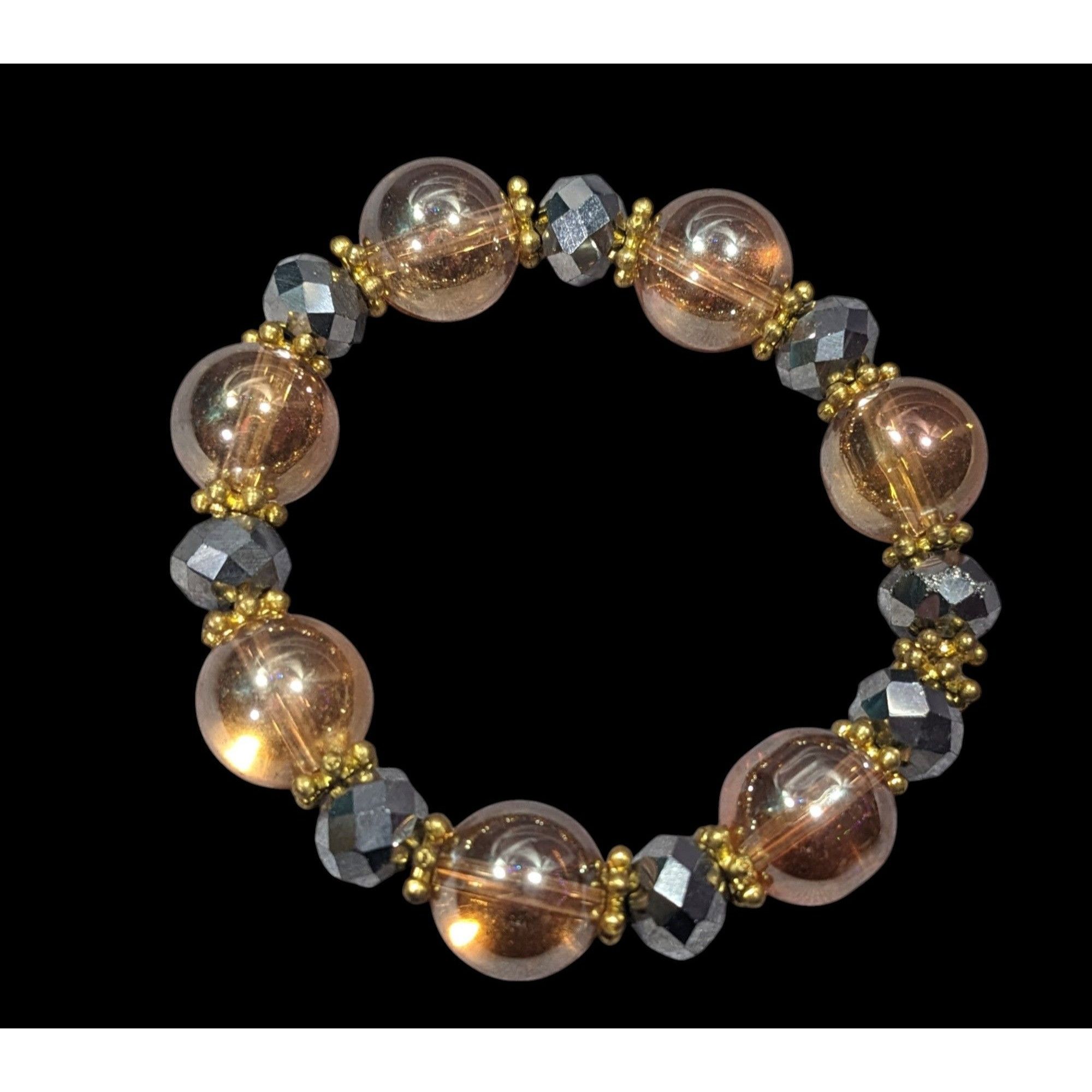 Other Whimsical Silver And Gold Tone Glass Beaded Bracelet Size ONE SIZE - 1 Thumbnail