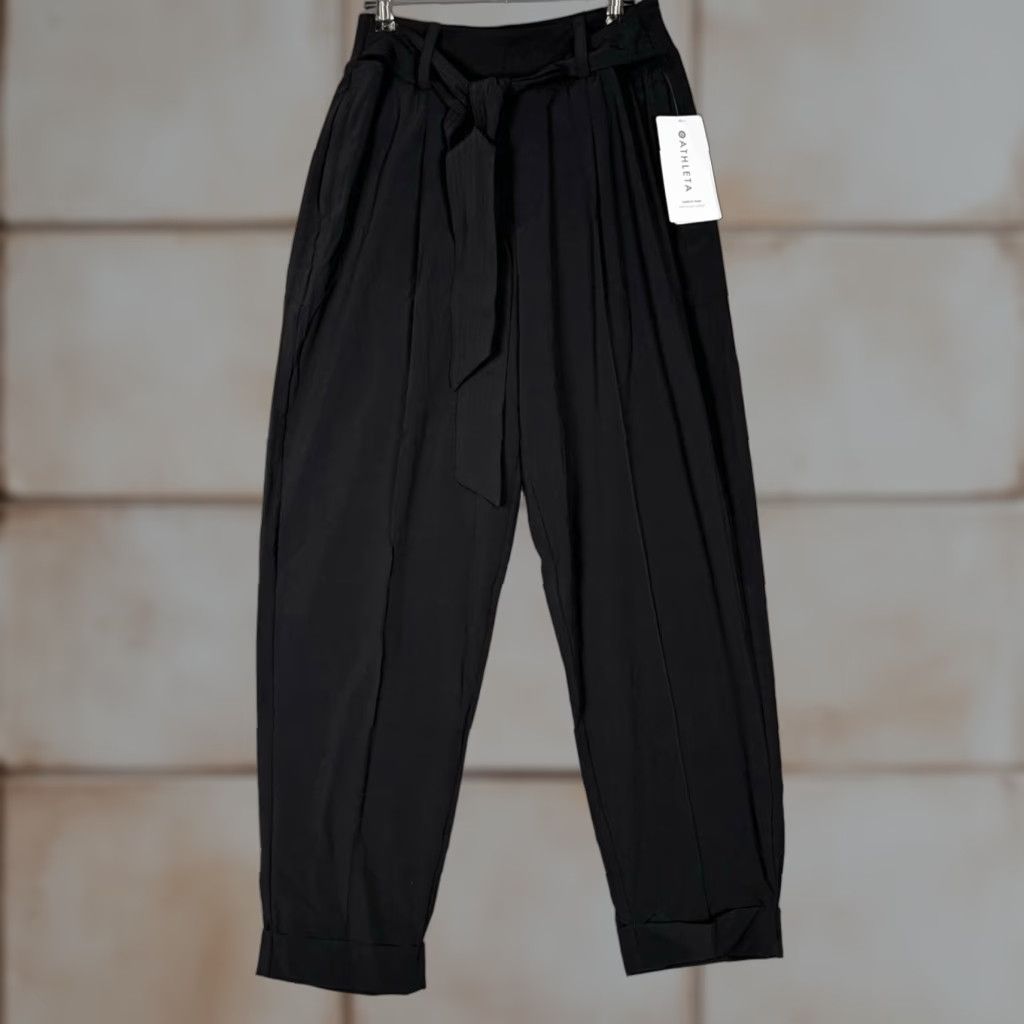 Athleta Athleta Cardiff Pants Trousers Black Tie Front Tapered Cuffed Leg NWT Women 8 Size 30" / US 8 / IT 44 - 1 Thumbnail