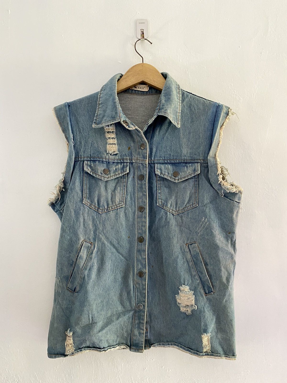 Vintage Distressed denim vest custom Size US M / EU 48-50 / 2 - 2 Thumbnail