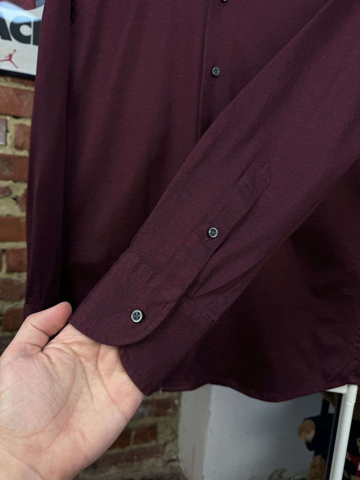 Boggi × Designer BOGGI Milano Burgundy Casual Slim Fit Long Sleeve Shirt Size US M / EU 48-50 / 2 - 11 Thumbnail