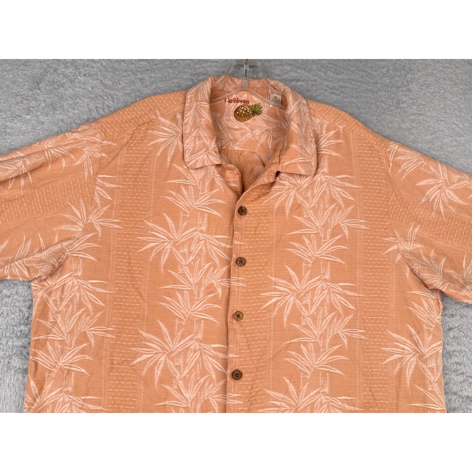 Vintage VINTAGE Caribbean Shirt Men XL Orange Bamboo Leaf Cotton Silk Blend Hawaiian Size US XL / EU 56 / 4 - 4 Thumbnail