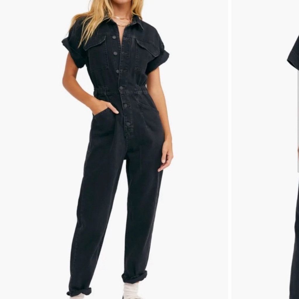 Free People We the Free Marci Denim Jumpsuit XS Size XS / US 0-2 / IT 36-38 - 4 Thumbnail