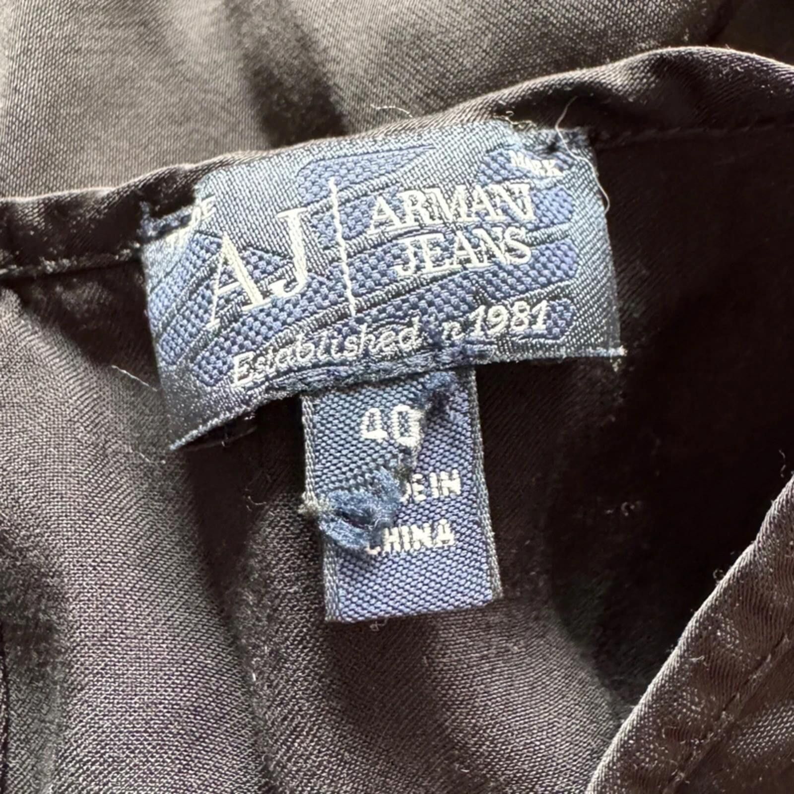 Other Armani Jeans Black Studded Silk Look Blouse Top EU 40 Size S / US 4 / IT 40 - 3 Thumbnail