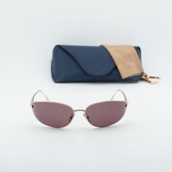 Loewe Loewe LW40164U 32U Sunglasses Gold Oval Frame, Purple Lenses Size ONE SIZE - 11 Thumbnail