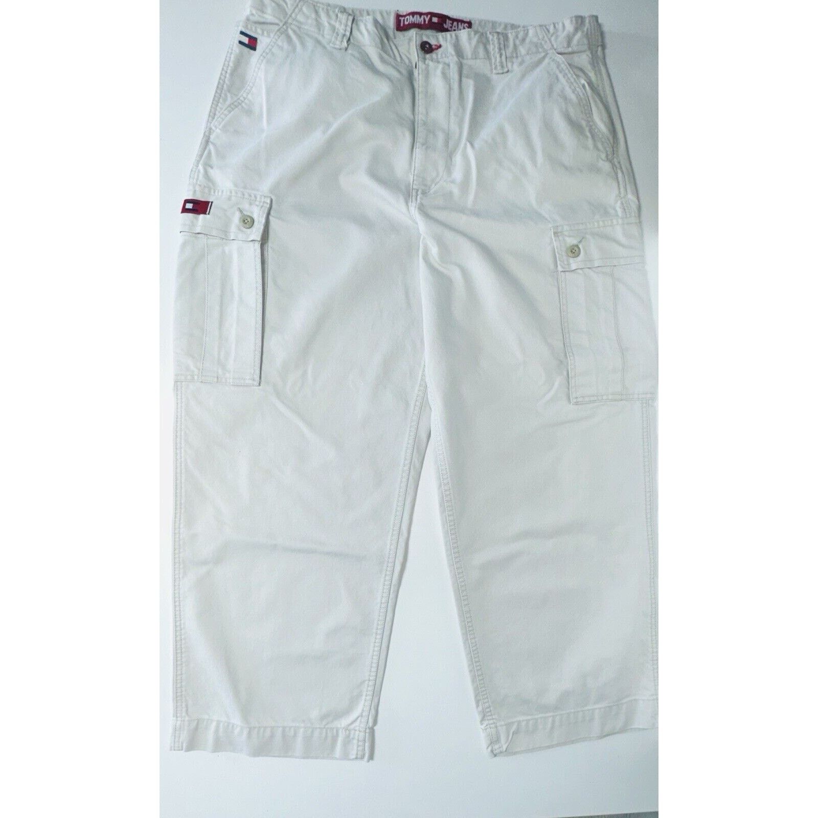 Tommy Hilfiger Vintage Wide Leg Tommy Jeans Mens Cargo Khaki Pants 38 90s Size US 38 / EU 54 - 1 Thumbnail