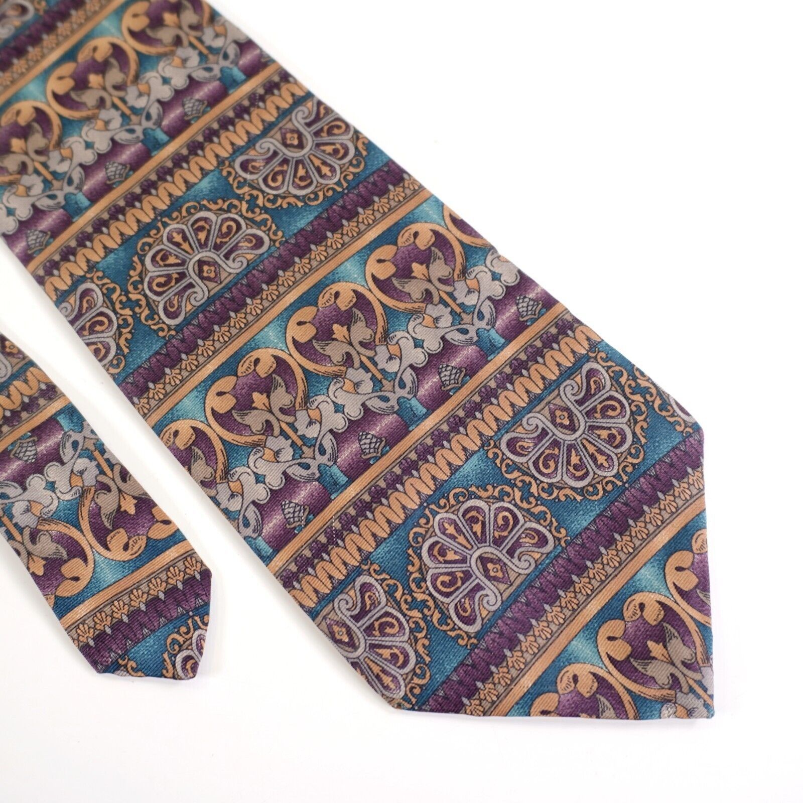 Oscar De La Renta Oscar De La Renta Teal Orange Maroon Baroque Print Wide Silk Size ONE SIZE - 1 Thumbnail