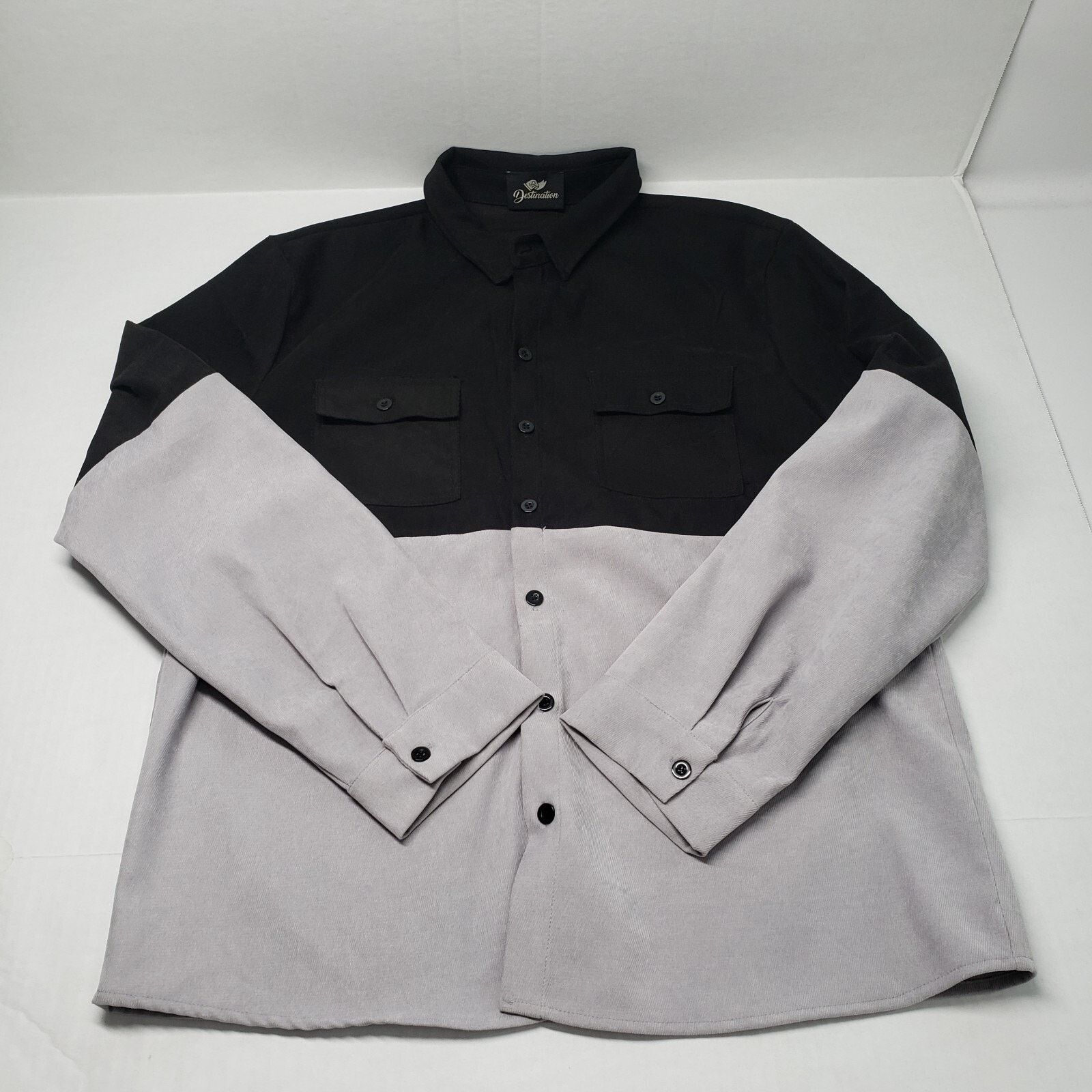Other Go Destination Casual Button-Up Shirt Mens Large Gray Black Size US L / EU 52-54 / 3 - 10 Thumbnail