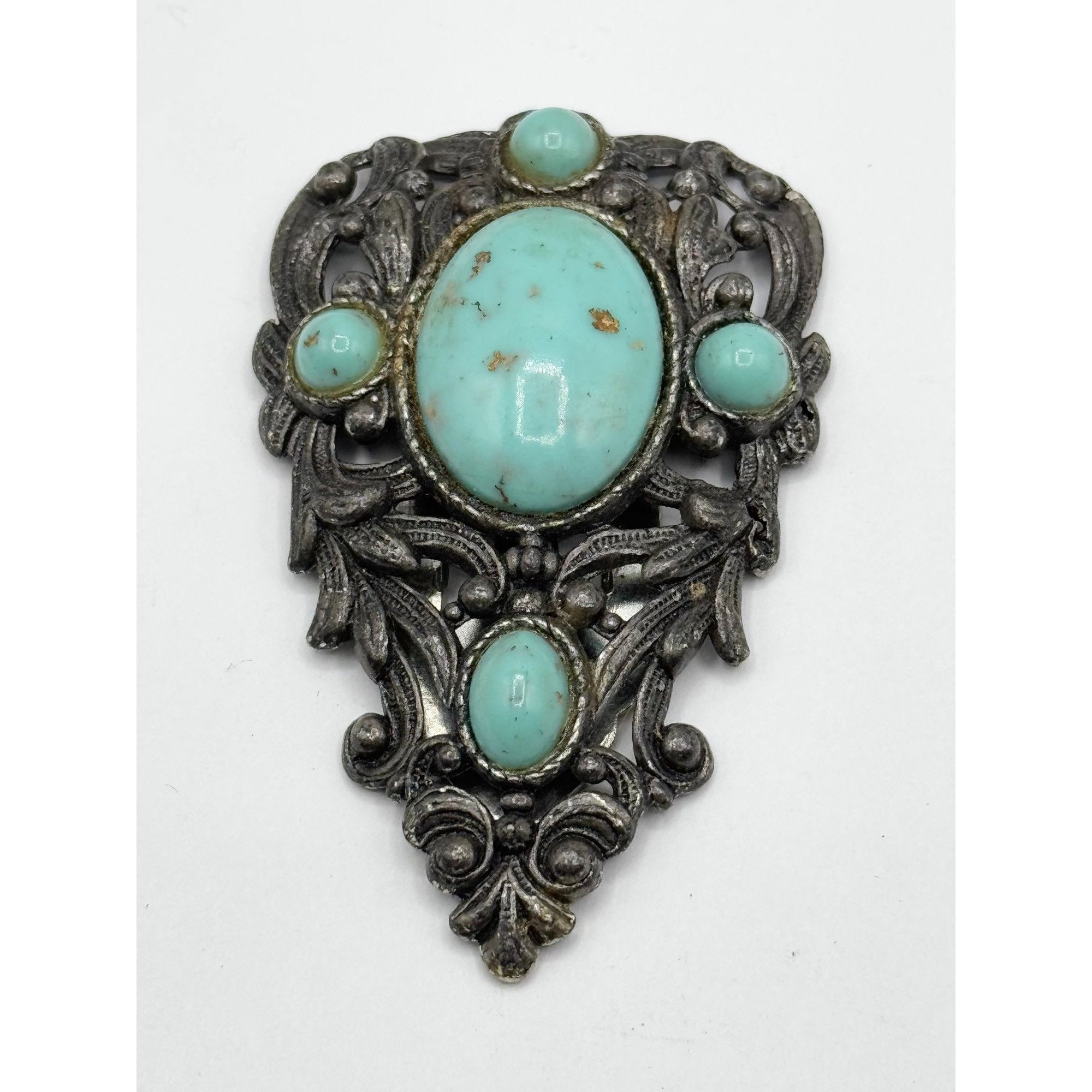 Vintage Estate blue glass vintage dress clip Size ONE SIZE - 1 Thumbnail